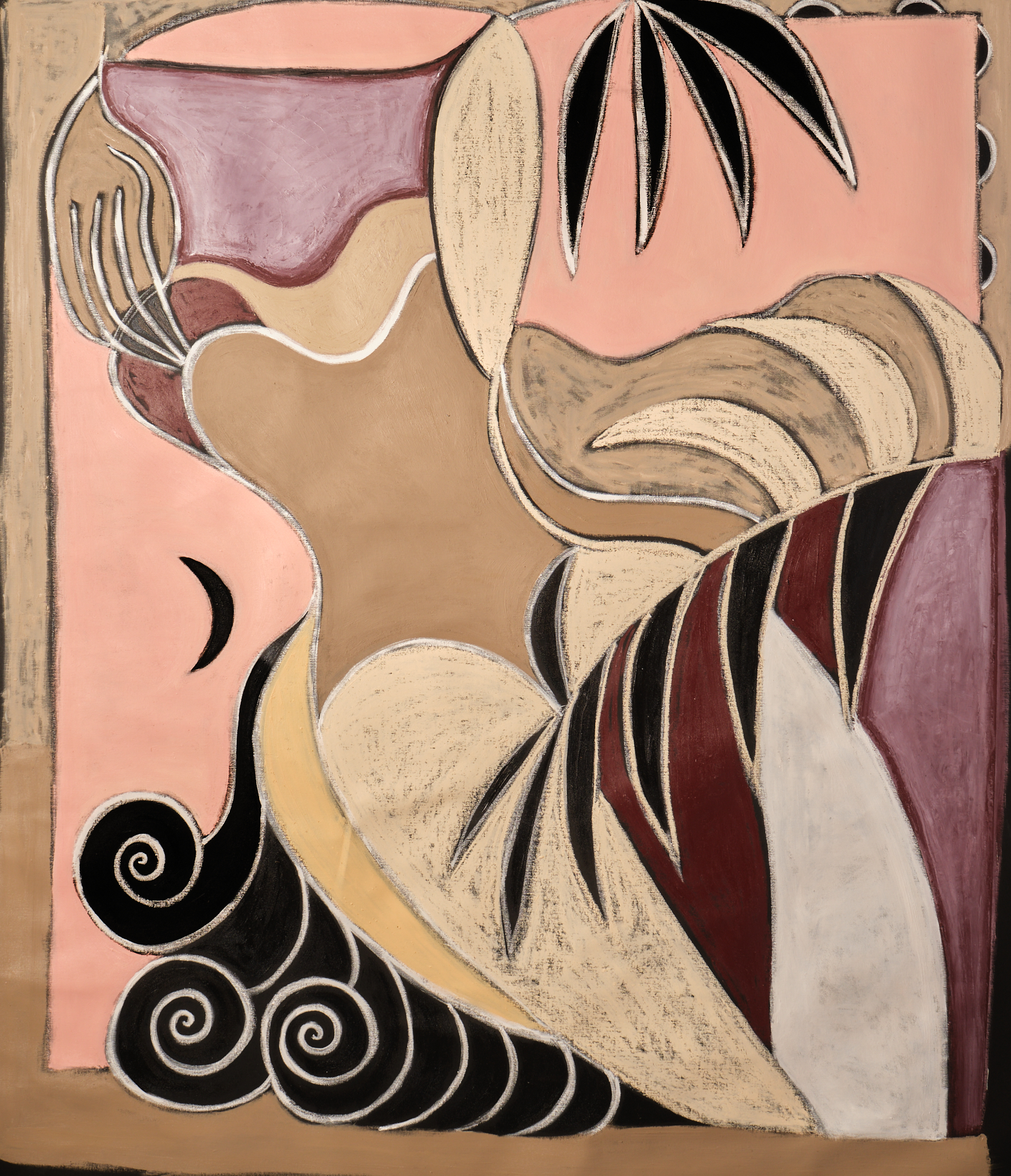 Cherry 2, 2024. Oil & oil stick on black linen