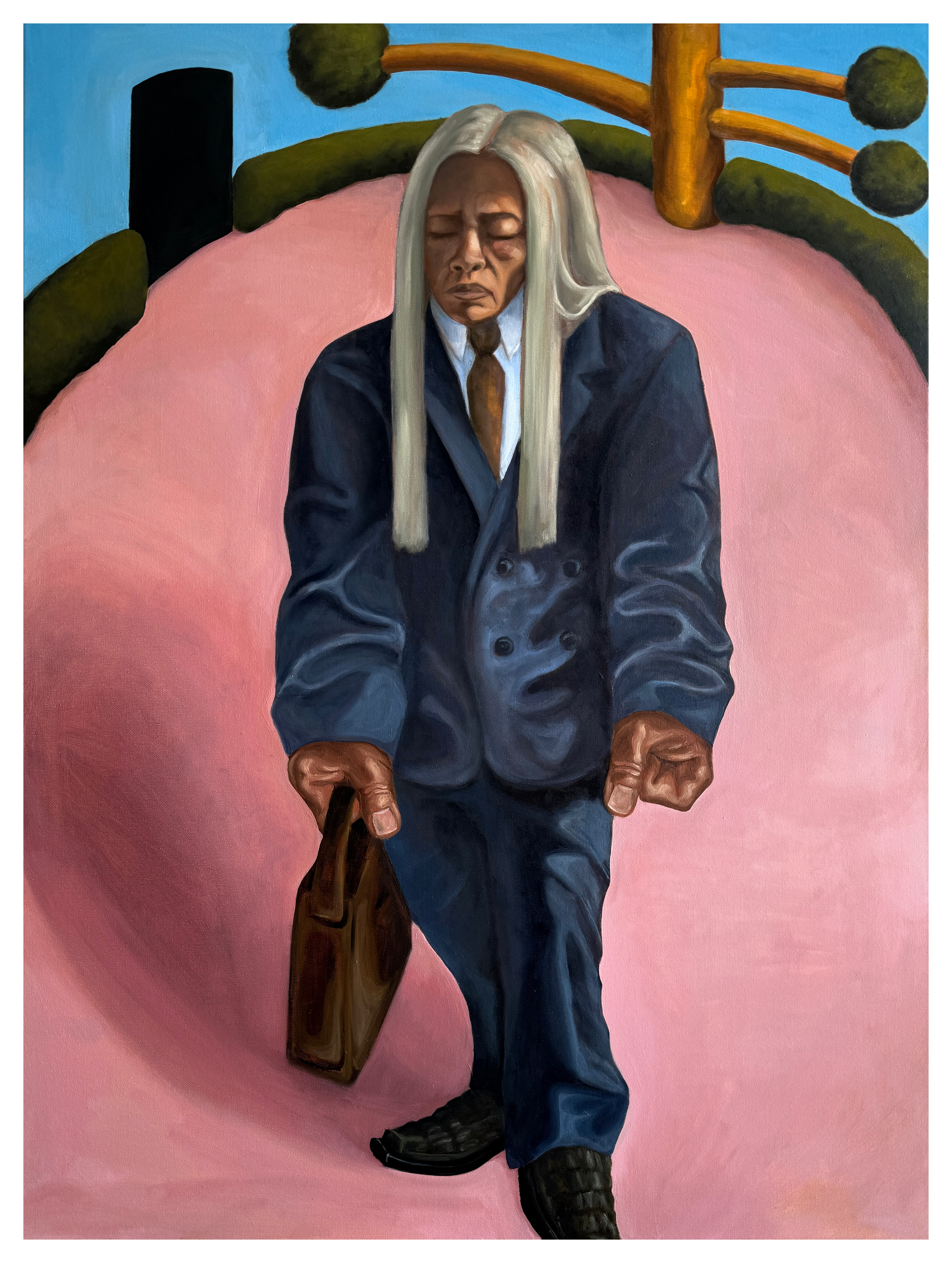 "Working as a Crocodile" 2025 30x40" Acrylic and oil on canvas