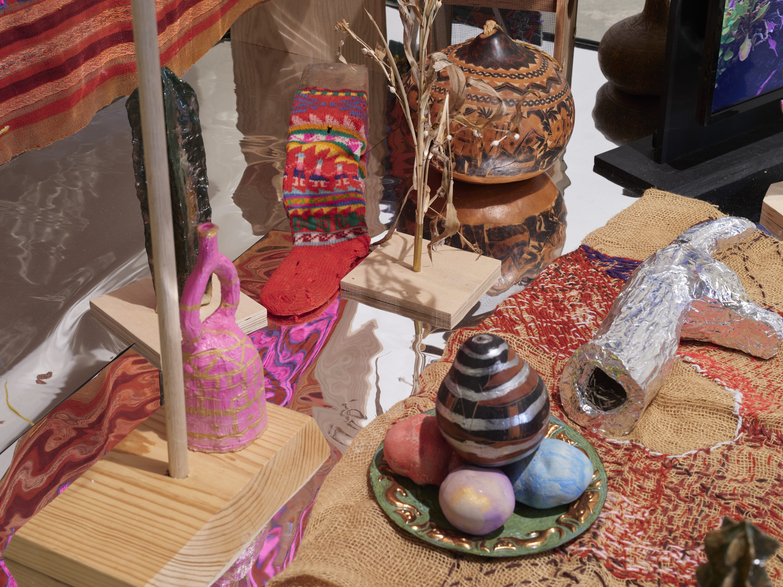 Juan William Chavez,  Survival Blanket (Decolonize the Garden from Seeds to Bees), 2025. Mixed media, 5 x 5 ft.  Photo by Flaneurshan.studio