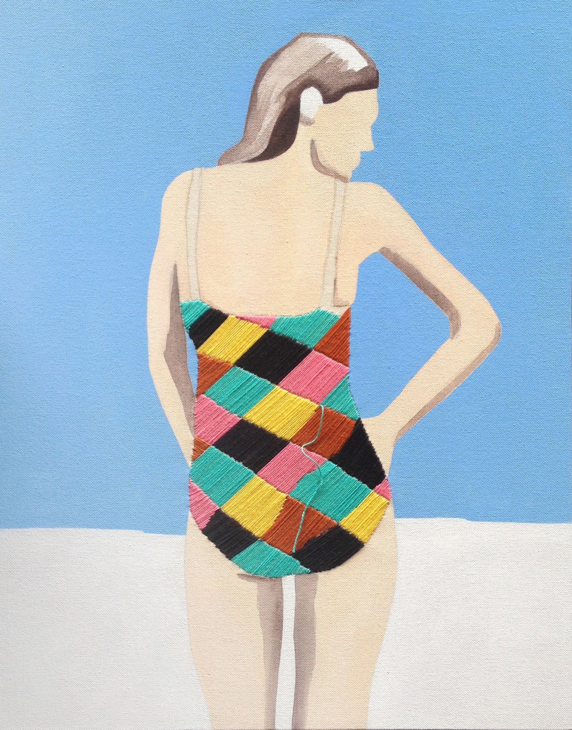 BAÑISTA | Acrylic and hand embroidery on canvas | 50 x 40 cm | 2013