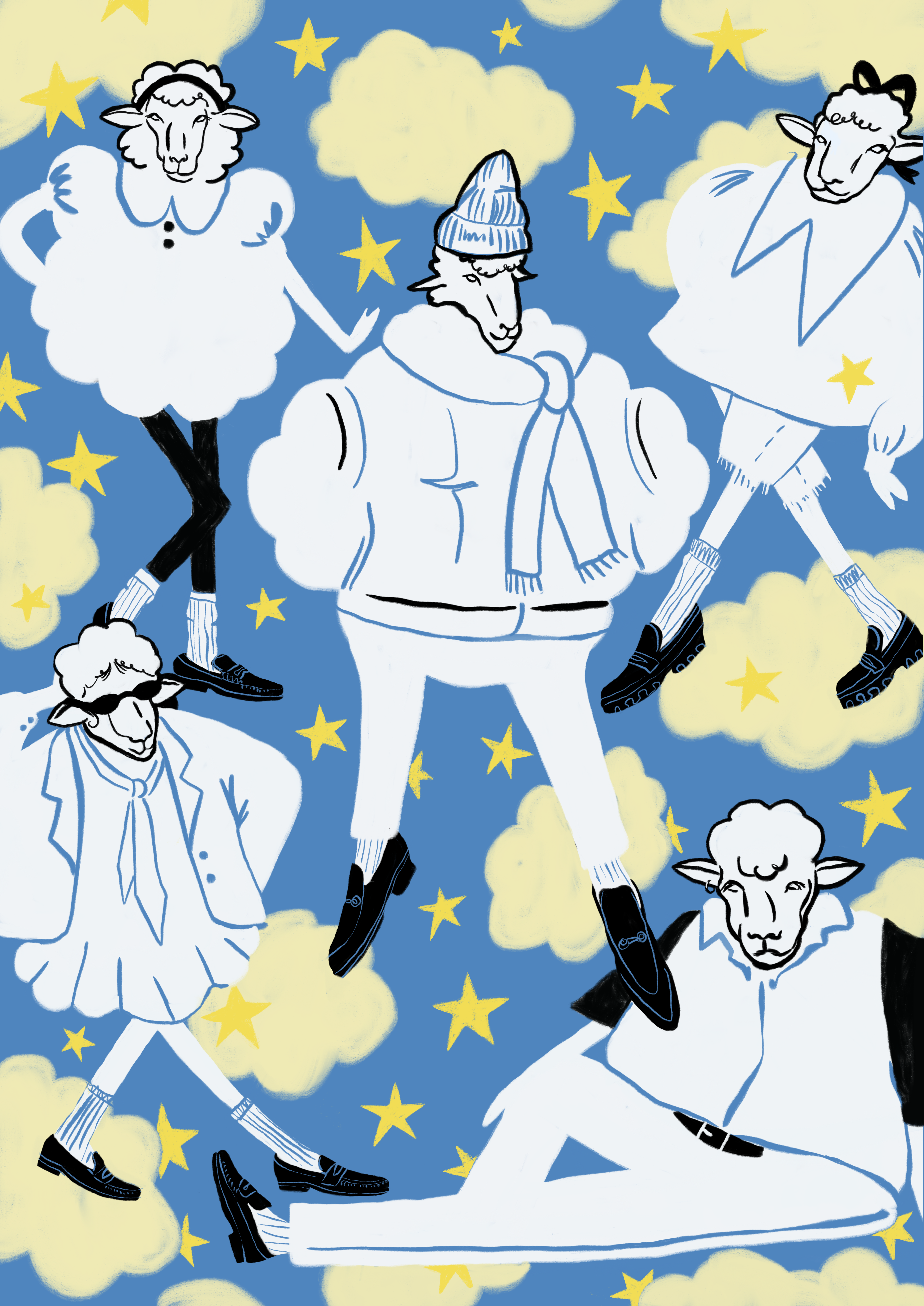 Sheep in Loafers Editorial Illustration