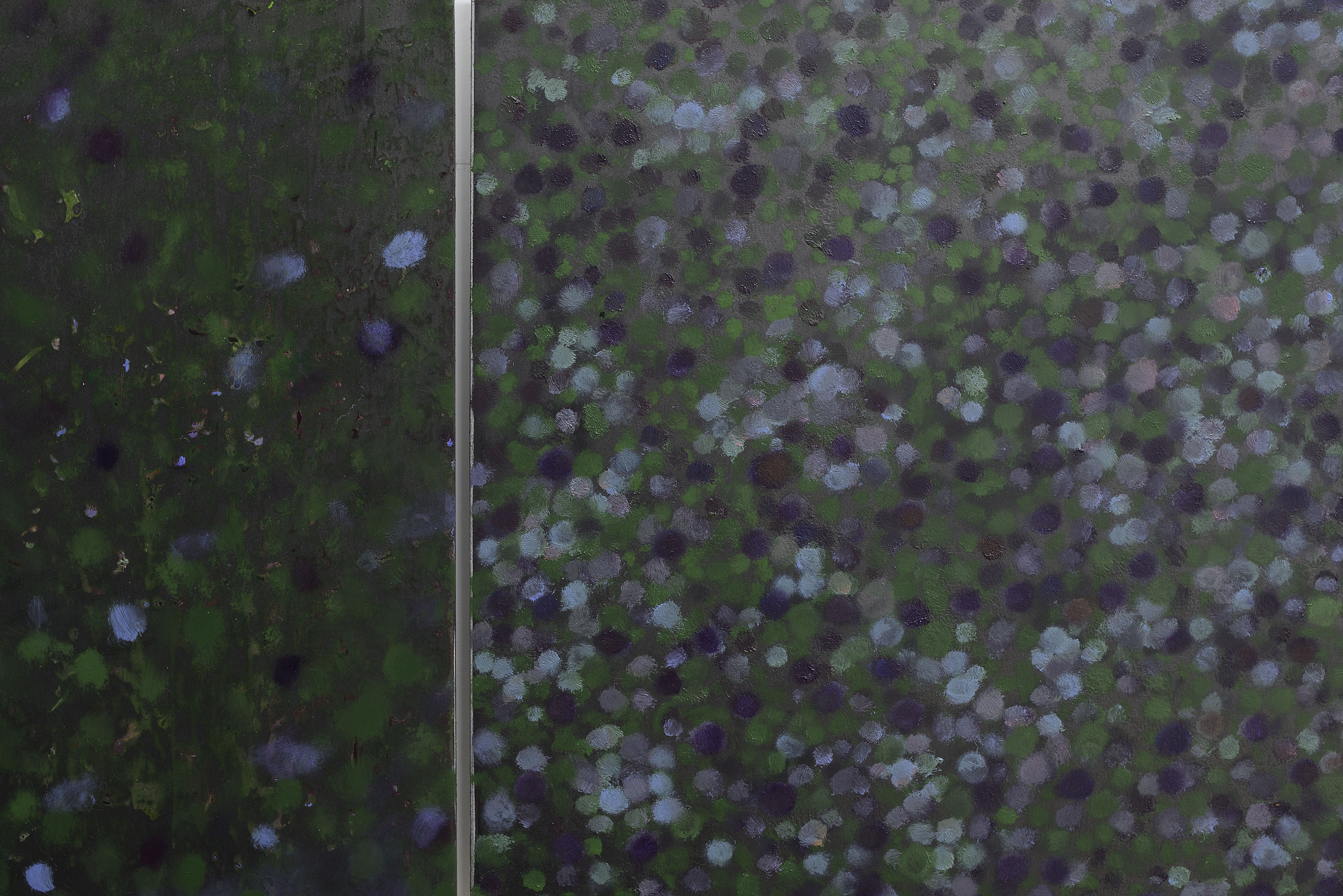 Bogdan Ablozhnyy, Frieze - Untitled, 2021 (detail). Oil pigment and acrylic on aluminium, varnished, tape, 100 x 30 and 100 x 12 cm (400 x 30 cm total)