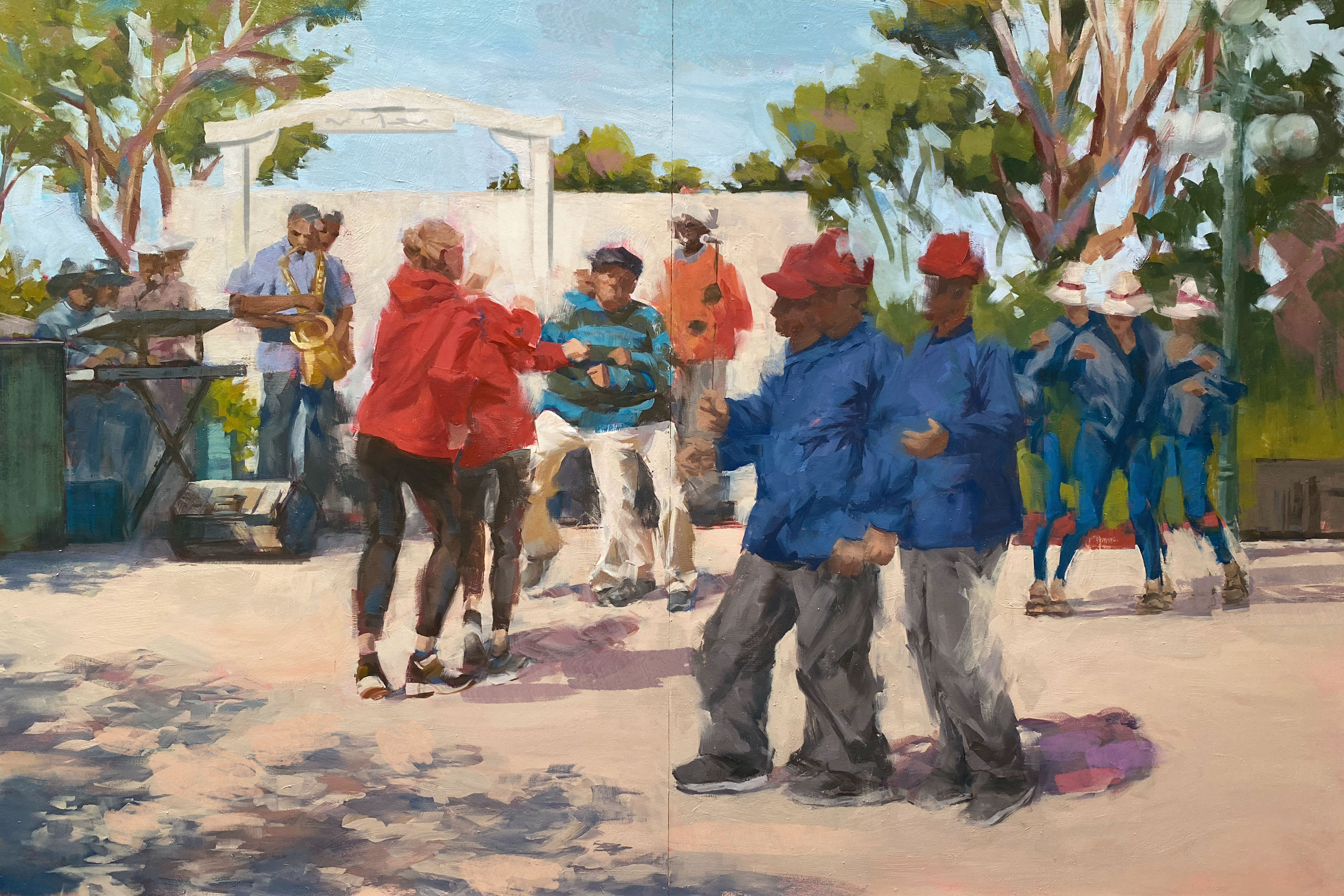 are we human or are we dancer // le moment, encore, 202580 x 120 cm oil on MDF