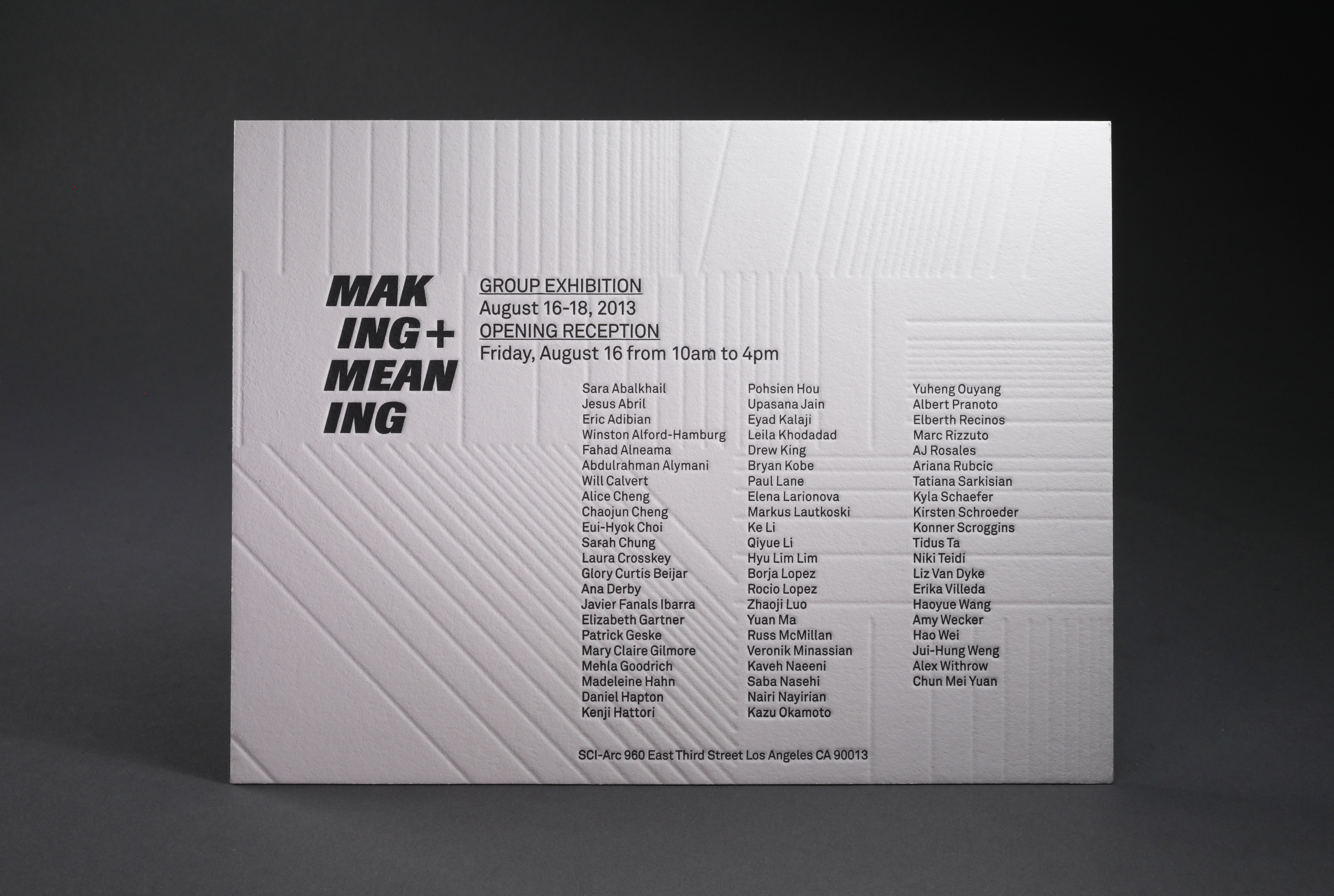 LETTERPRESS & BLIND IMPRESSIONSouthern California Institute of Architecture opening invitation