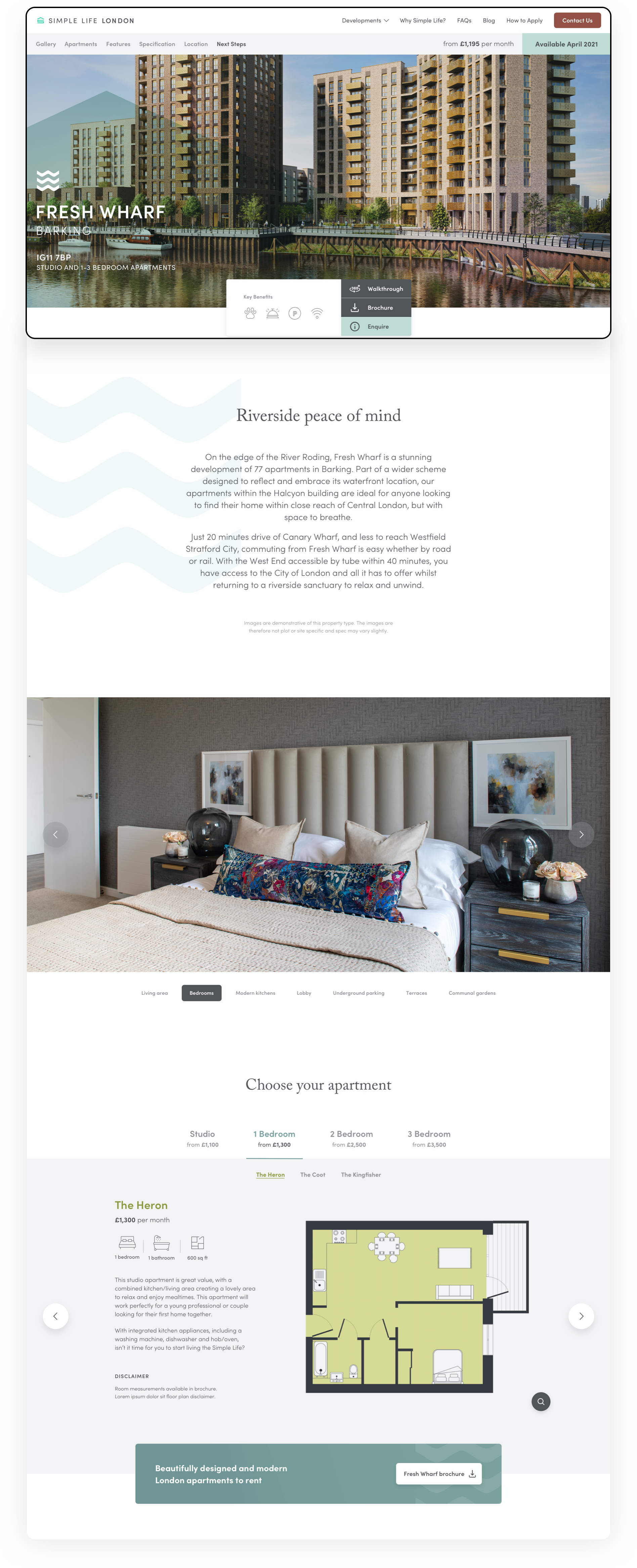 Webpage design depicting the Fresh Warf, Barking development