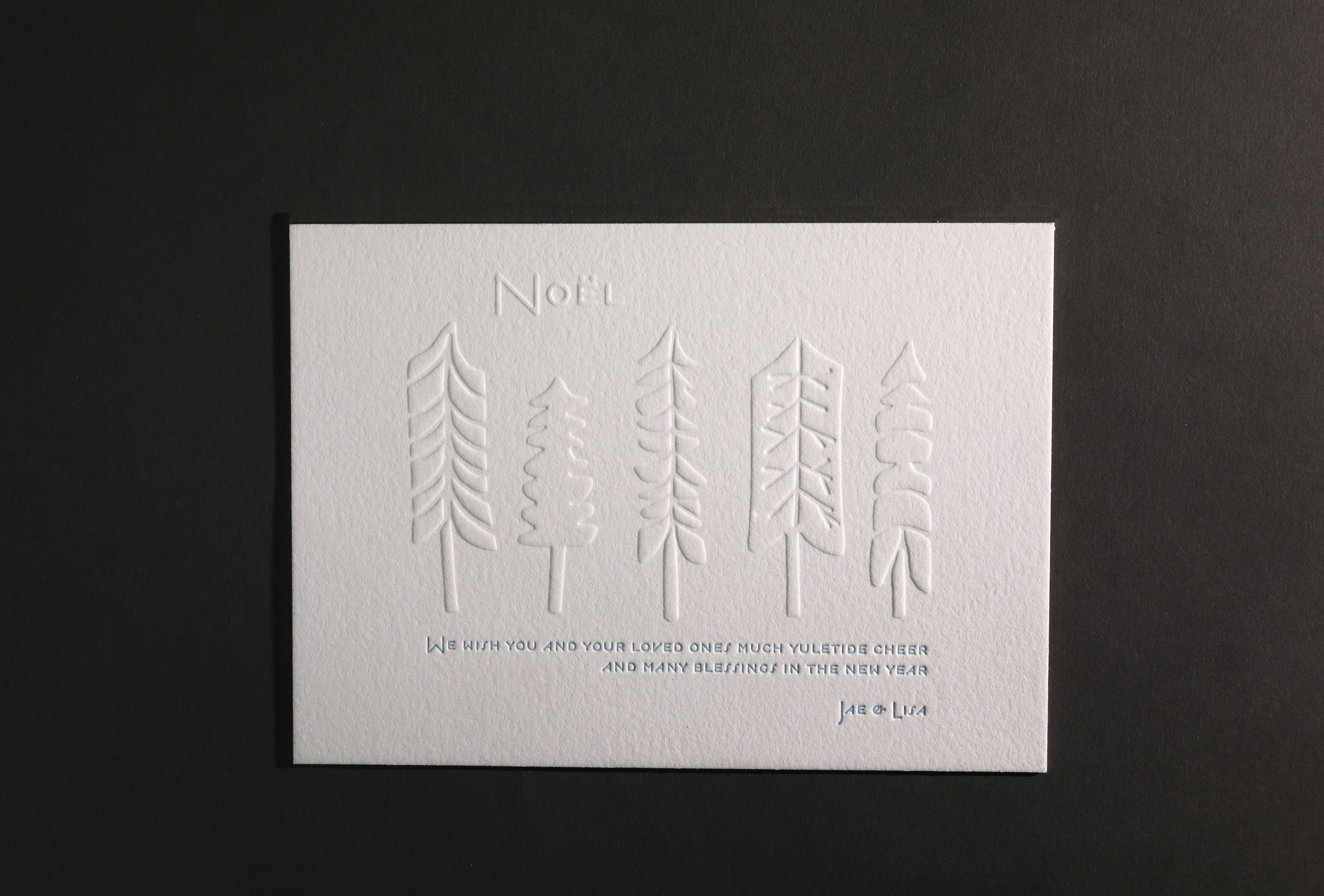 BLIND EMBOSSING & LETTERPRESSJae & Lisa holiday cards