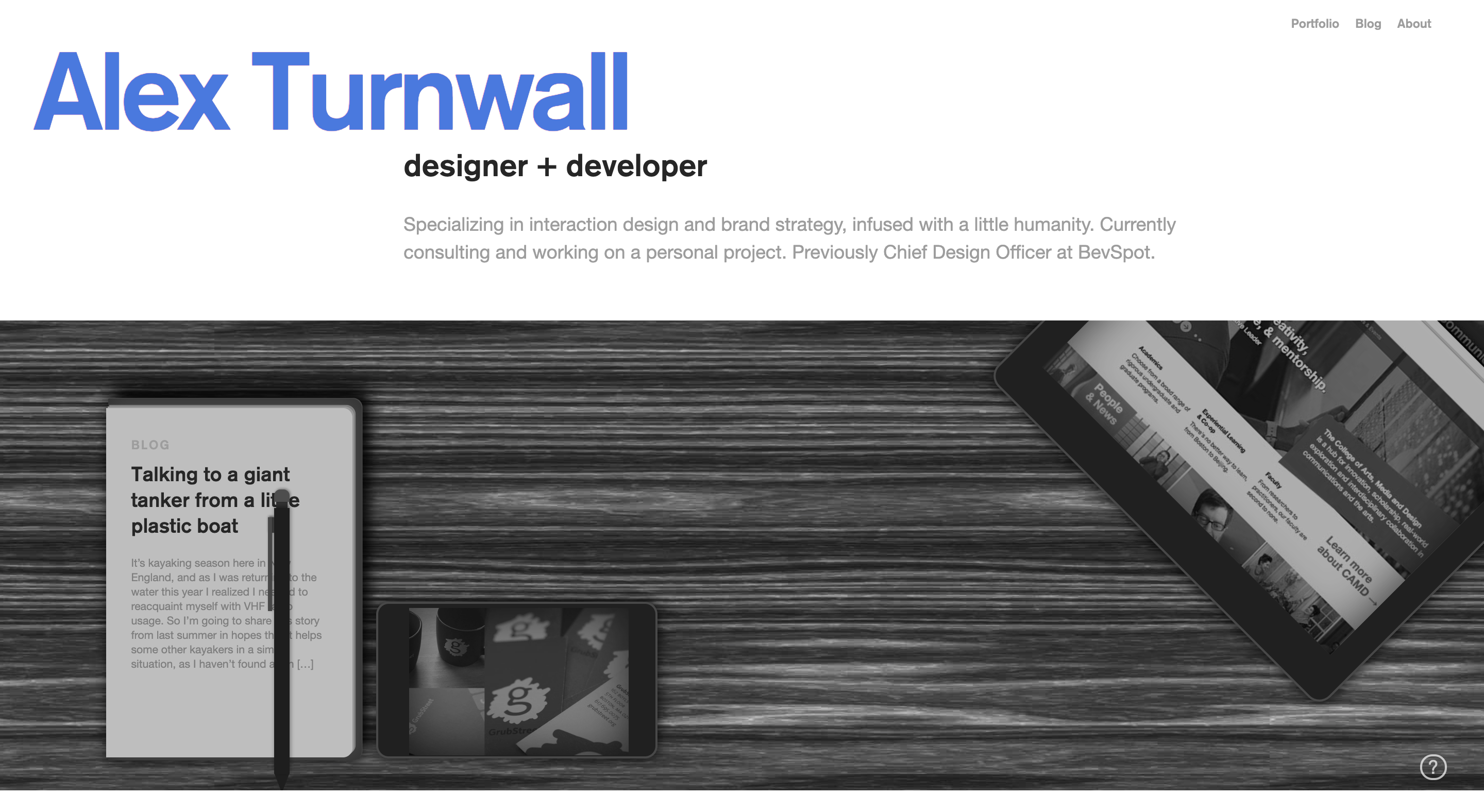 Website homepage, Alex Turnwall, c. 2013; Image source: Alex Turnwall