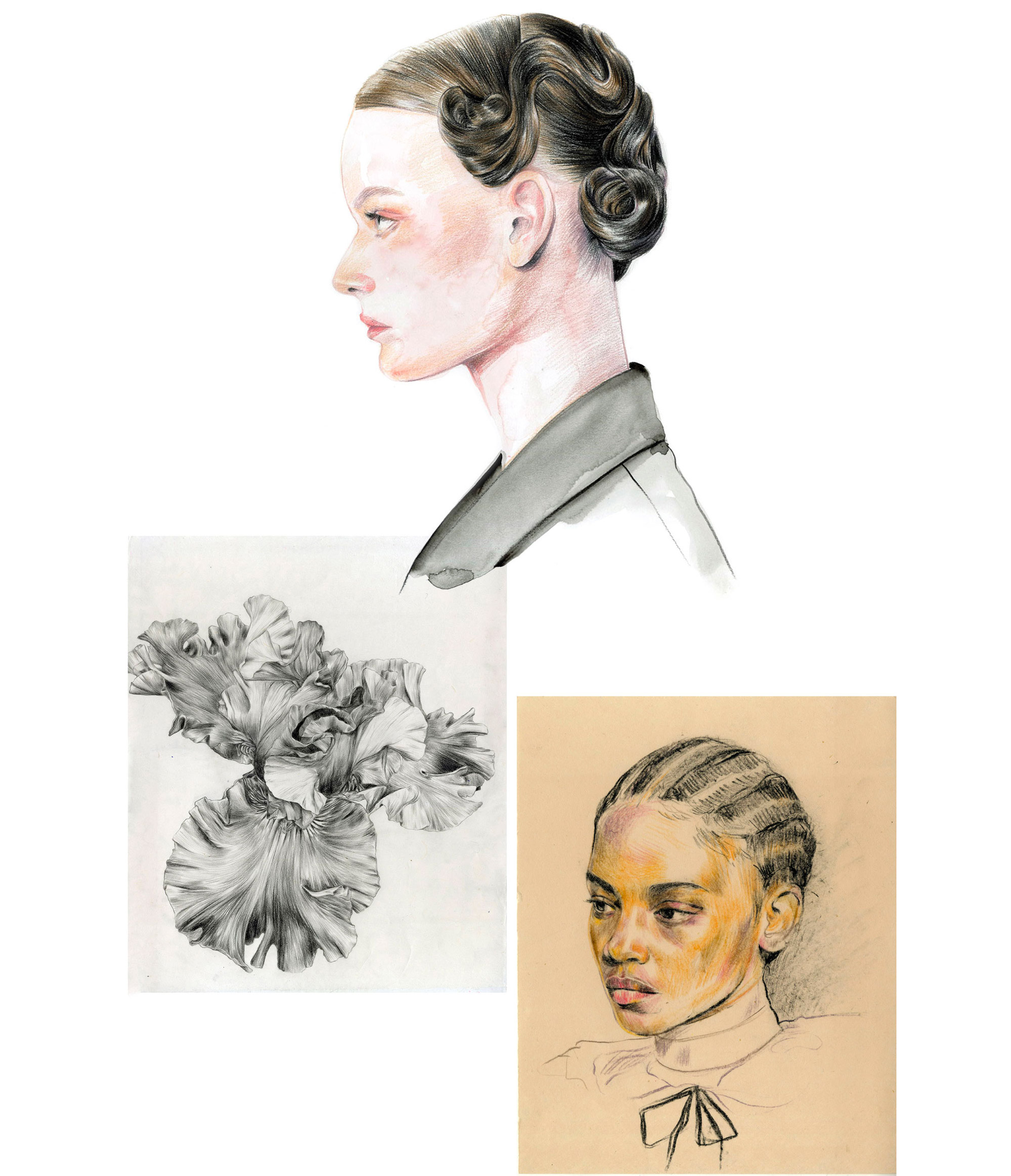 plant drawing, fashion, portrait — Caroline Andrieu