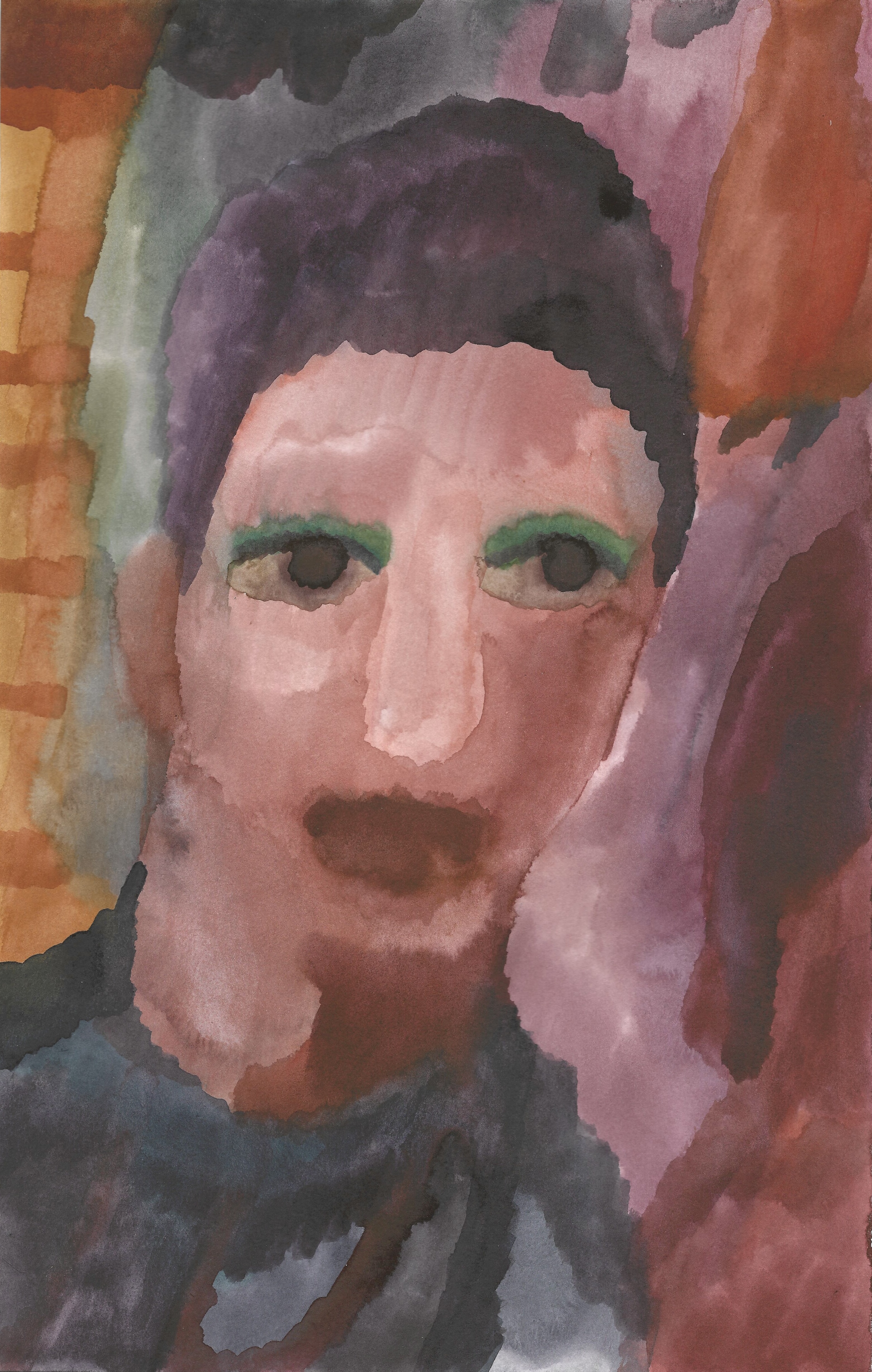 Head of a woman, watercolour on paper