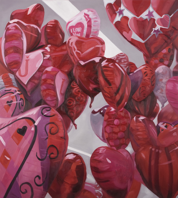 Valentine’s Balloons, oil on panel, 36 x 40, 2010