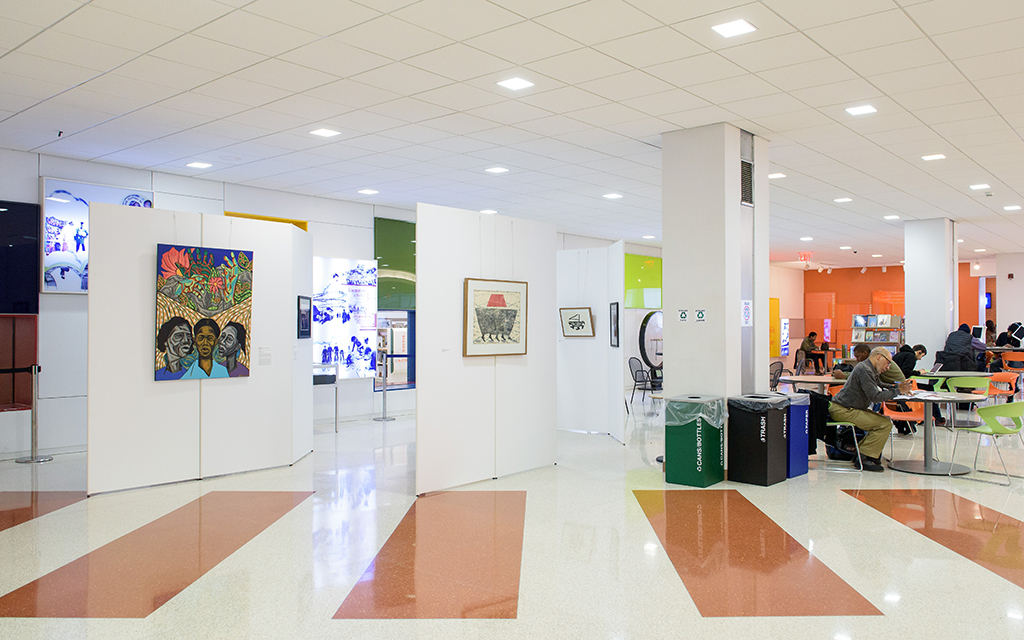 Exhibition view of Notations in Passing, Queens Borough Public Library