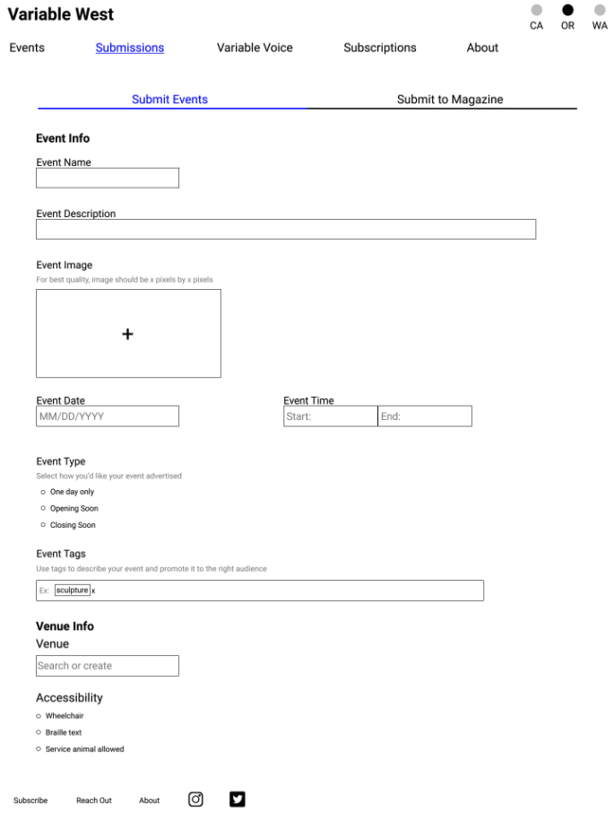 Submit Event Page