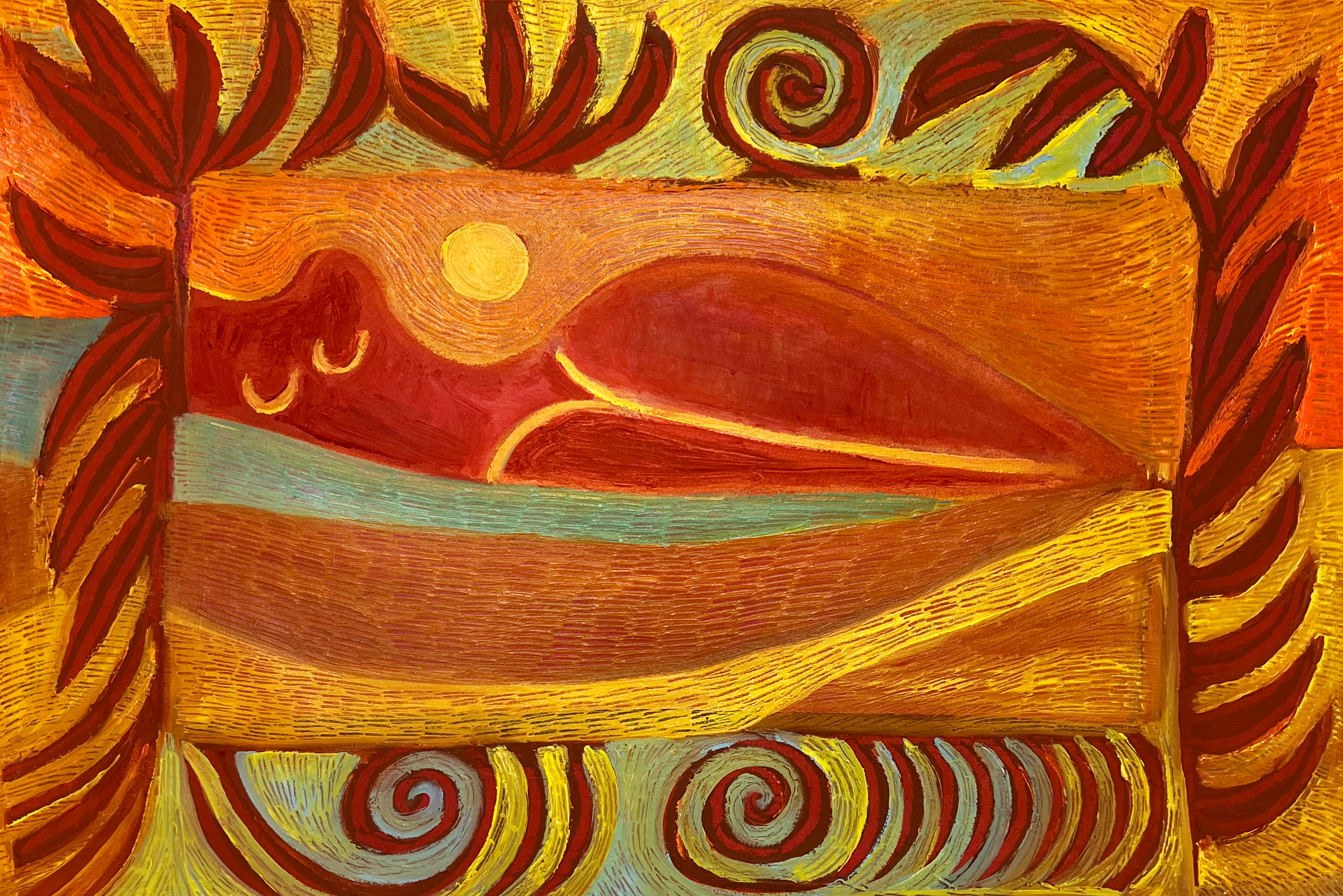 Two Suns, 2025. Oil on canvas. 65cm x 42cm