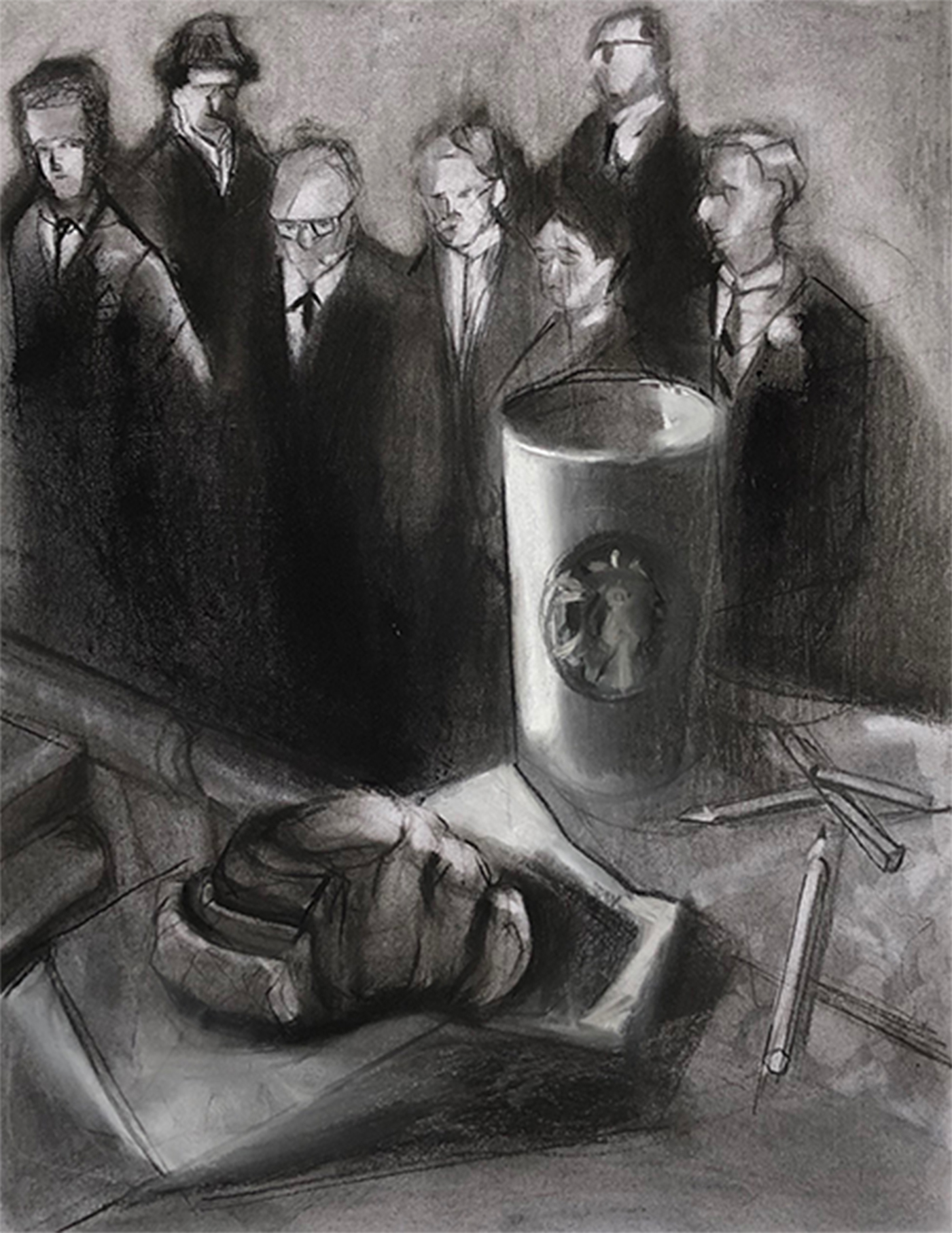 The New Eldorado, 2020, charcoal on paper, 18 x 24”.