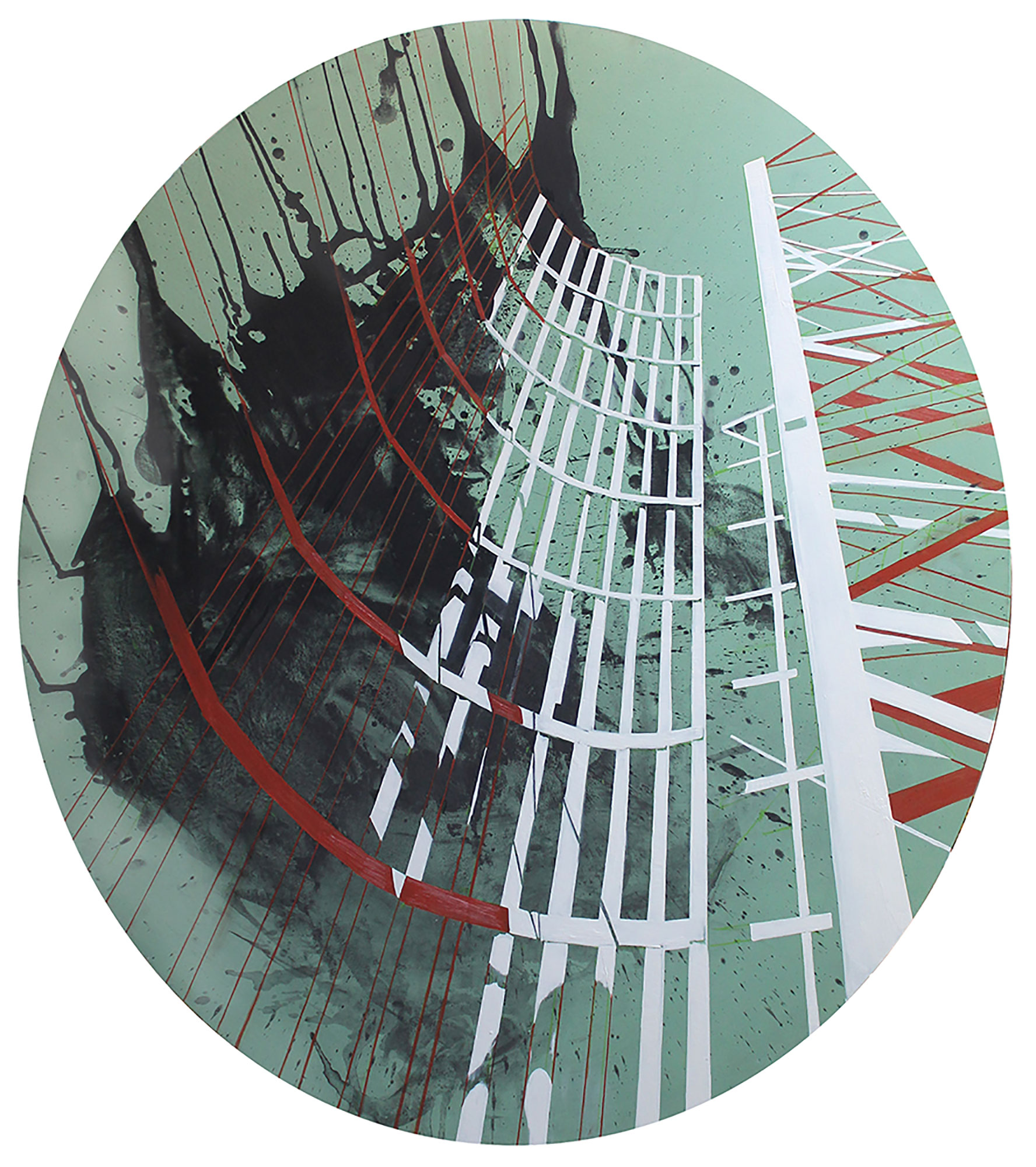 Estructura II, acrílico, grafito y óleo sobre lienzo, 170x150 cm, 2017