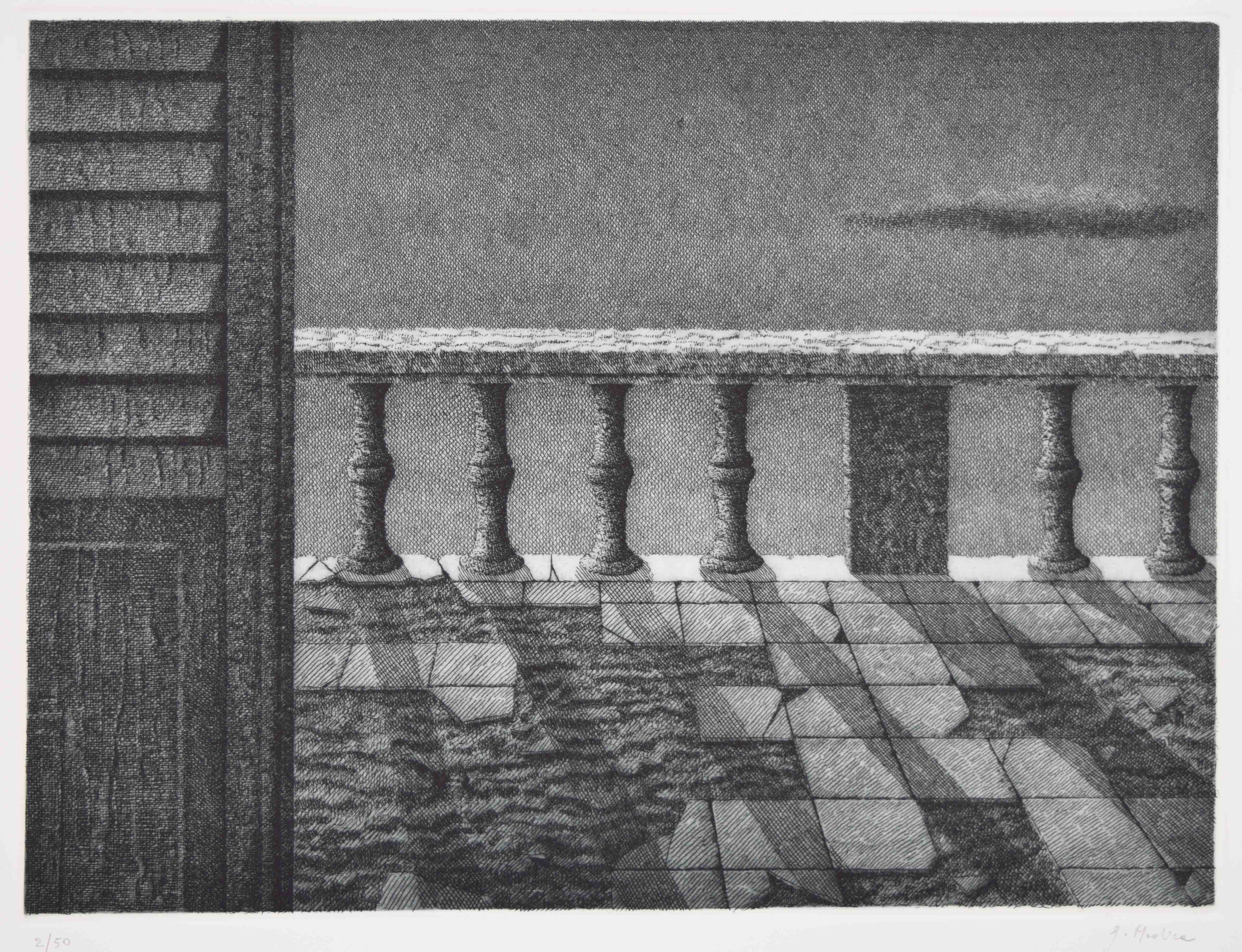 La terrazza (omaggio a Pessoa), 1989, acquaforte su zinco, mm 300x400