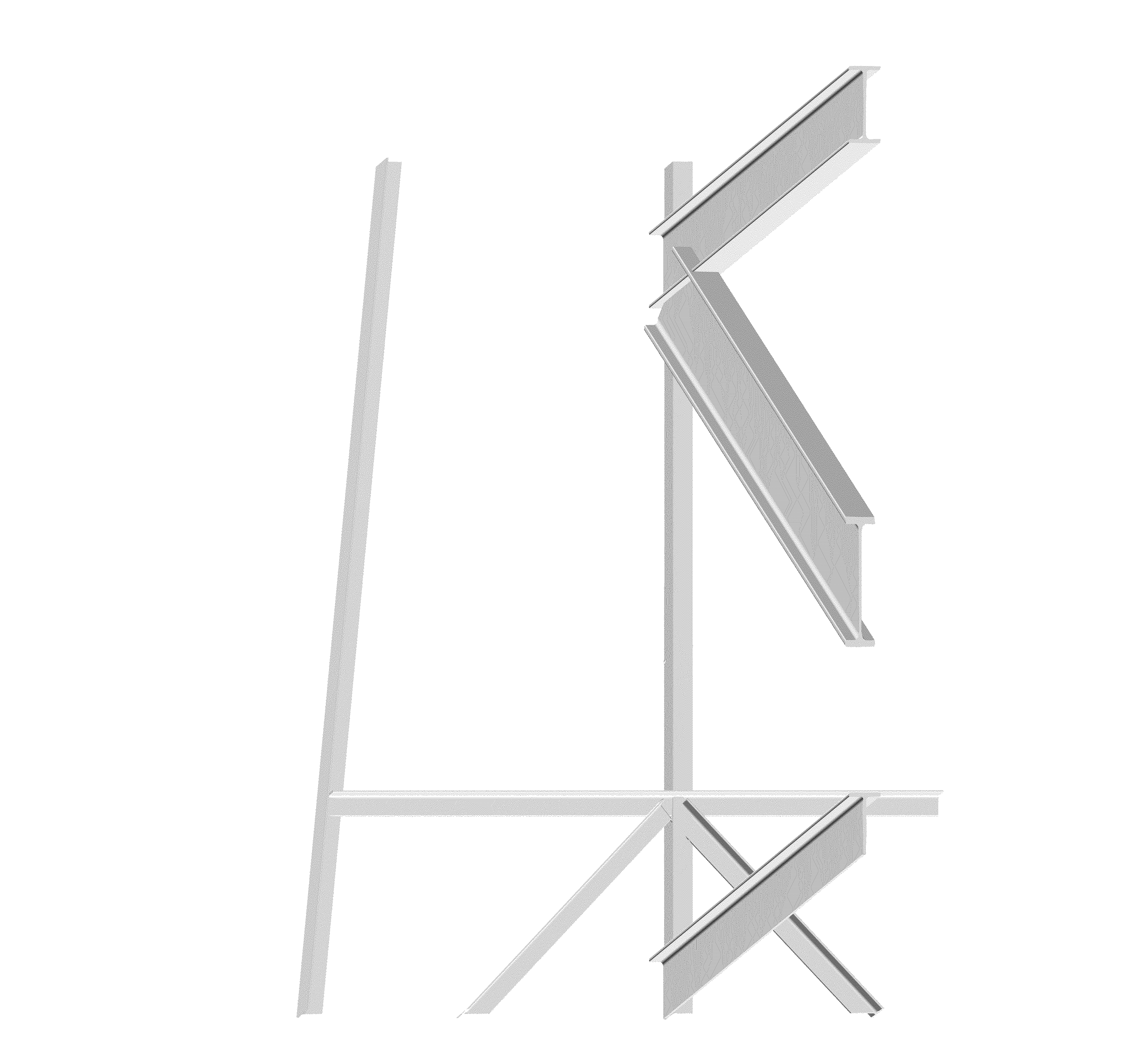 The two intersecting systems are blending into each other because of the common beams that both of them are using. So also if the shaft consists of various elements built in other steps, it can be considered as a single standing element.