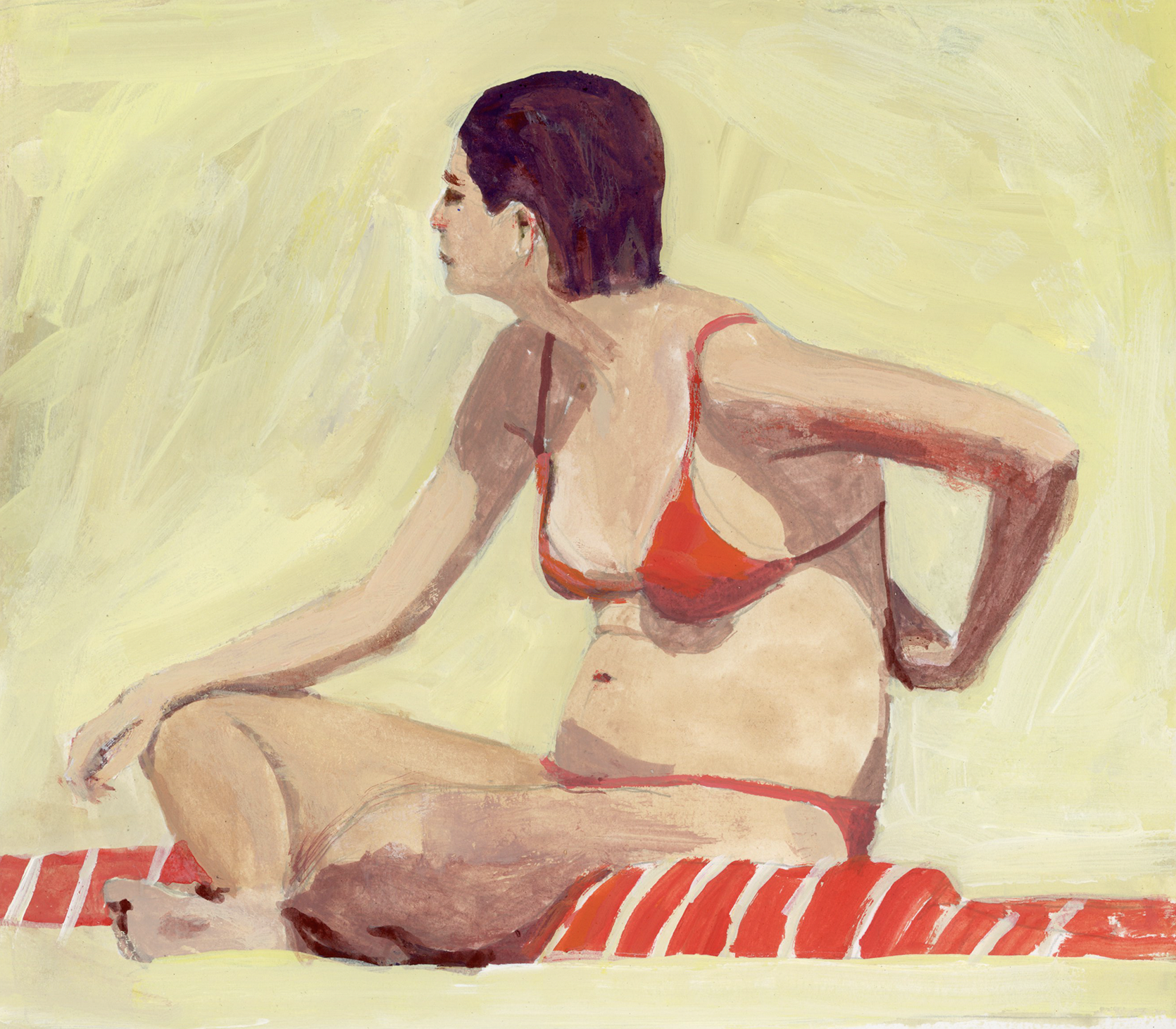 Beach Gouache #5, Gouache on paper, 9"x8", 2023