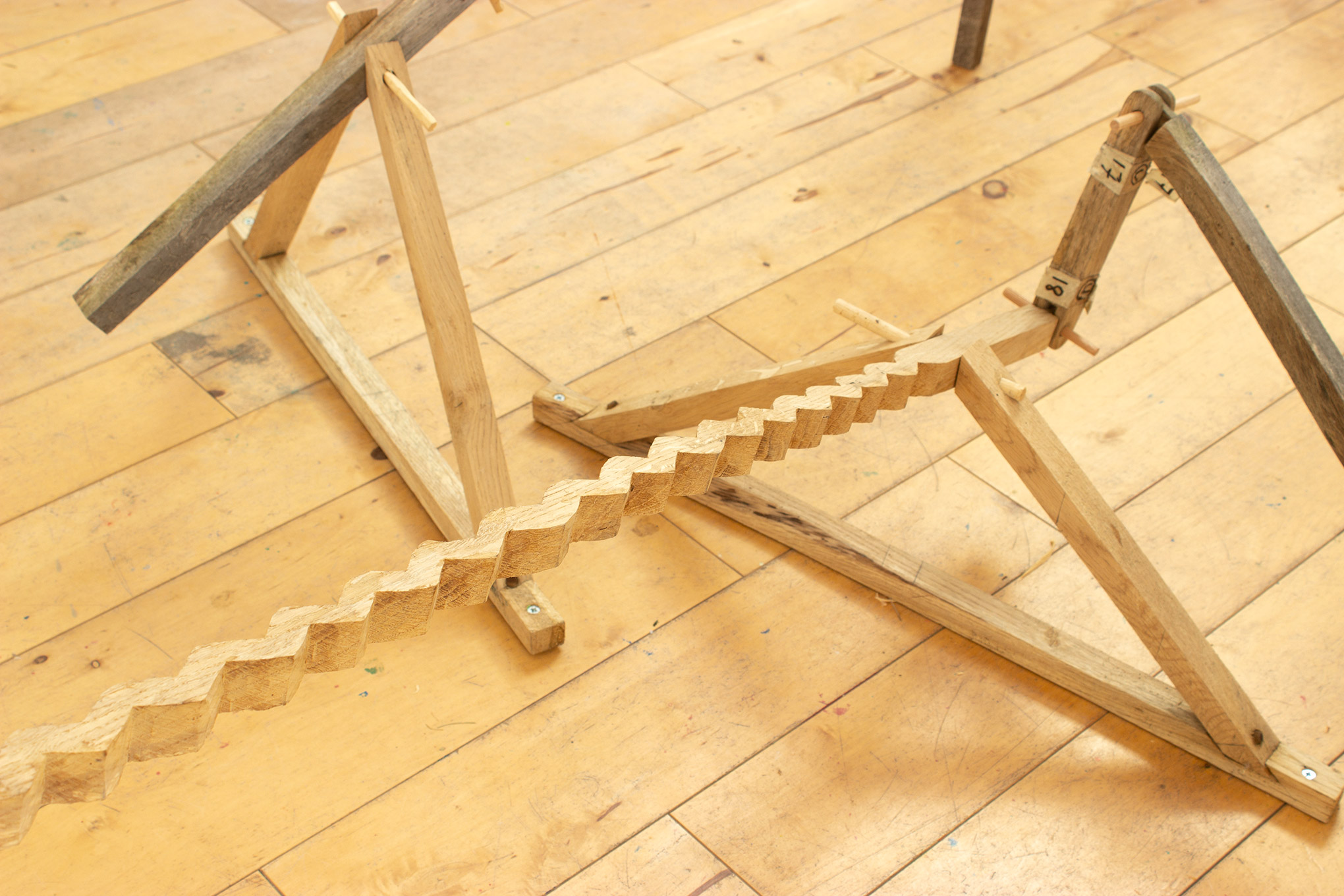 oak, stems are 1" square and jointed