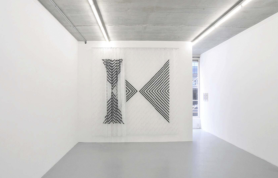 Pictorial tradition I, 2016. Acrylic on polyester curtain, 300 x 300 cm