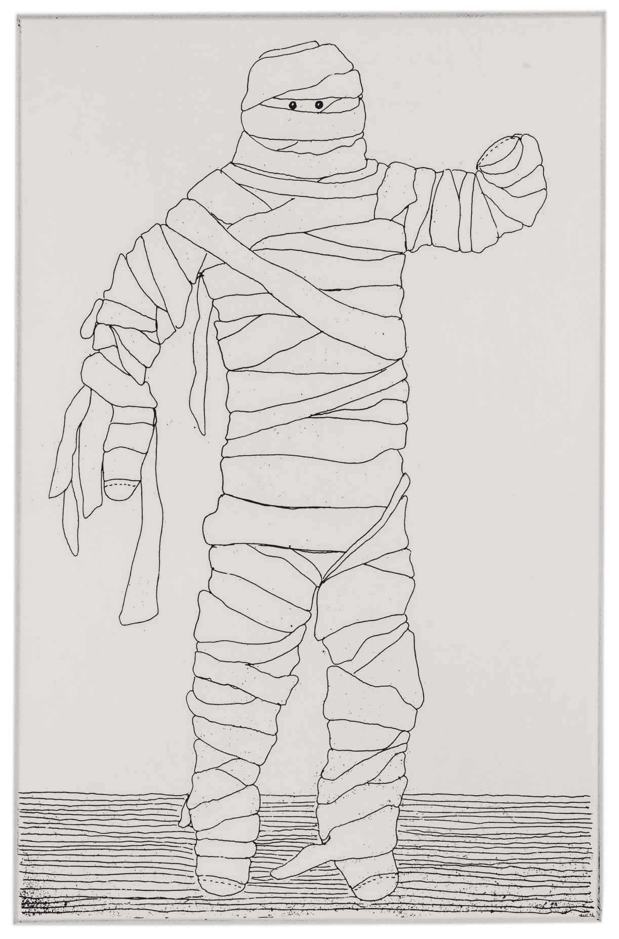 Teenage Roommate Going to Costume Party, 2003. Etching; 6 &times; 4 inches