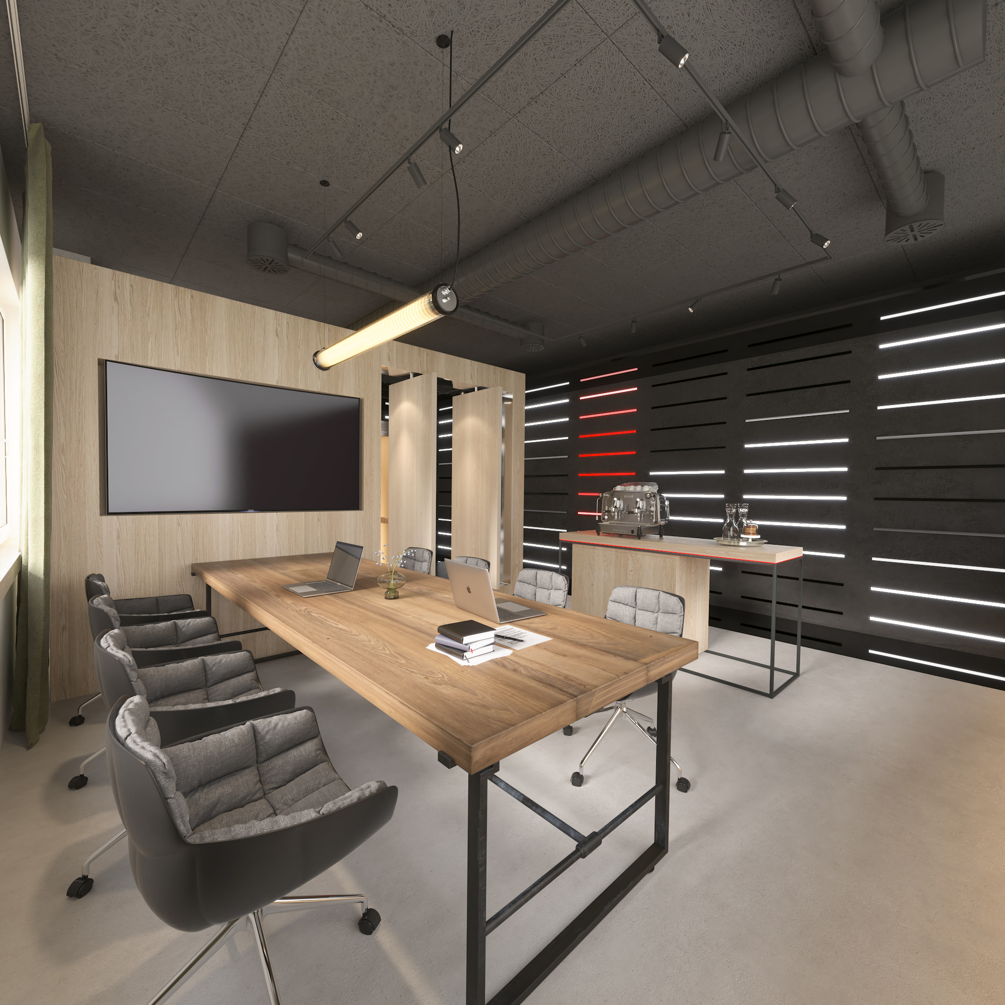 Rendering Meeting Area, Variante mit fugenlosem Bodenbelag