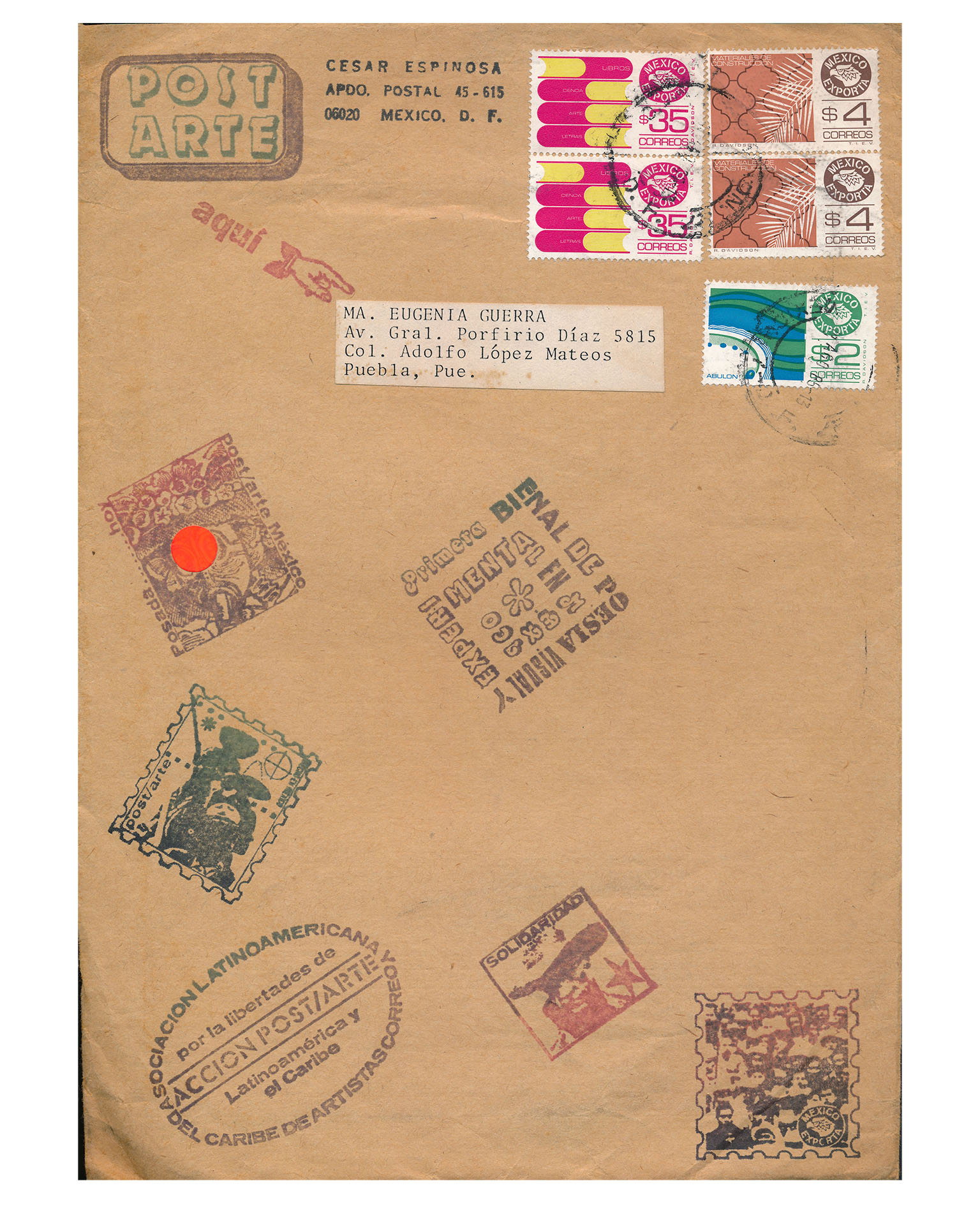 Primera Bienal de Poesía Visual y Experimental en México, Conservatorio Nacional de Música, Casa de Cultura Quinta Colorada, Galería del Aeropuerto Internacional "Benito Juárez"de la Ciudad de México, Sobre, México