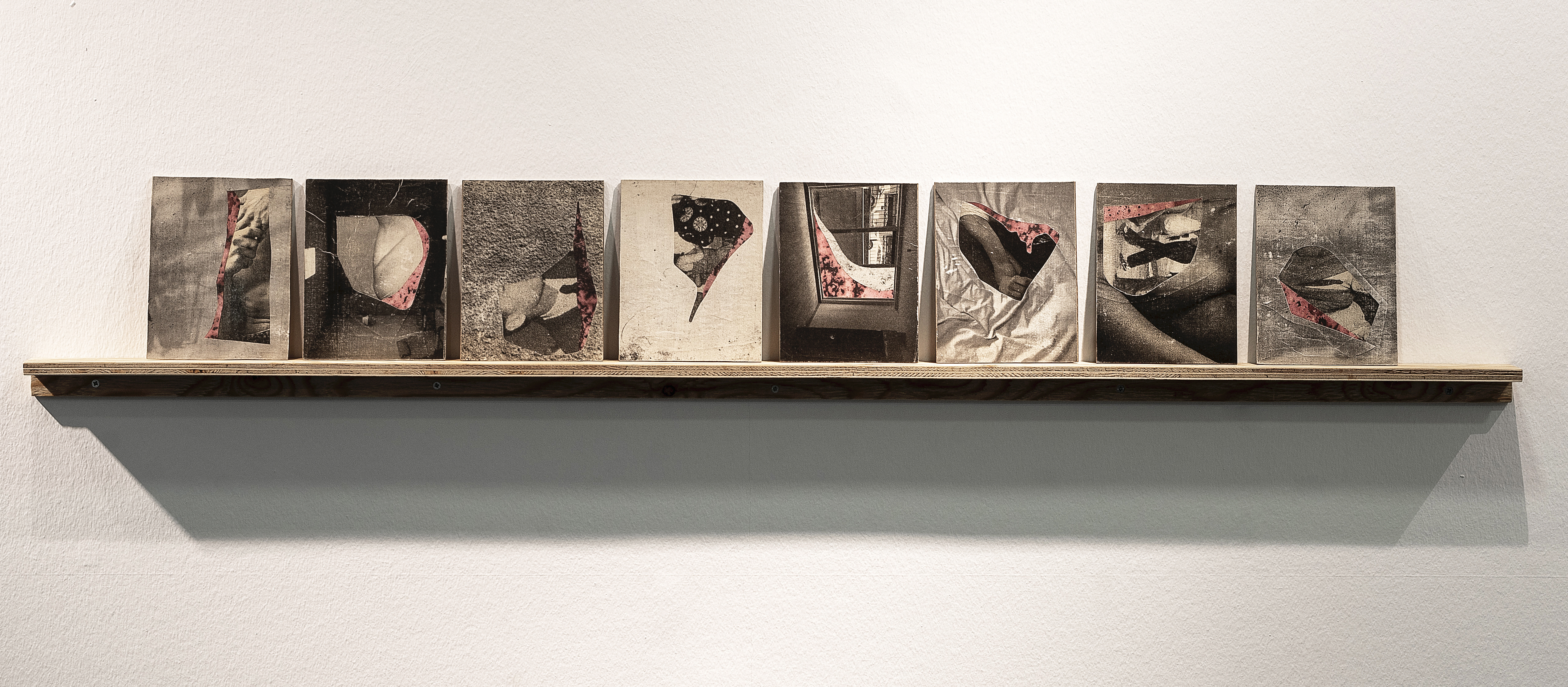Furkan Öztekin, Tab Series, 2018. Paper collage on cardboard, 16 pieces, each 13x17 cm