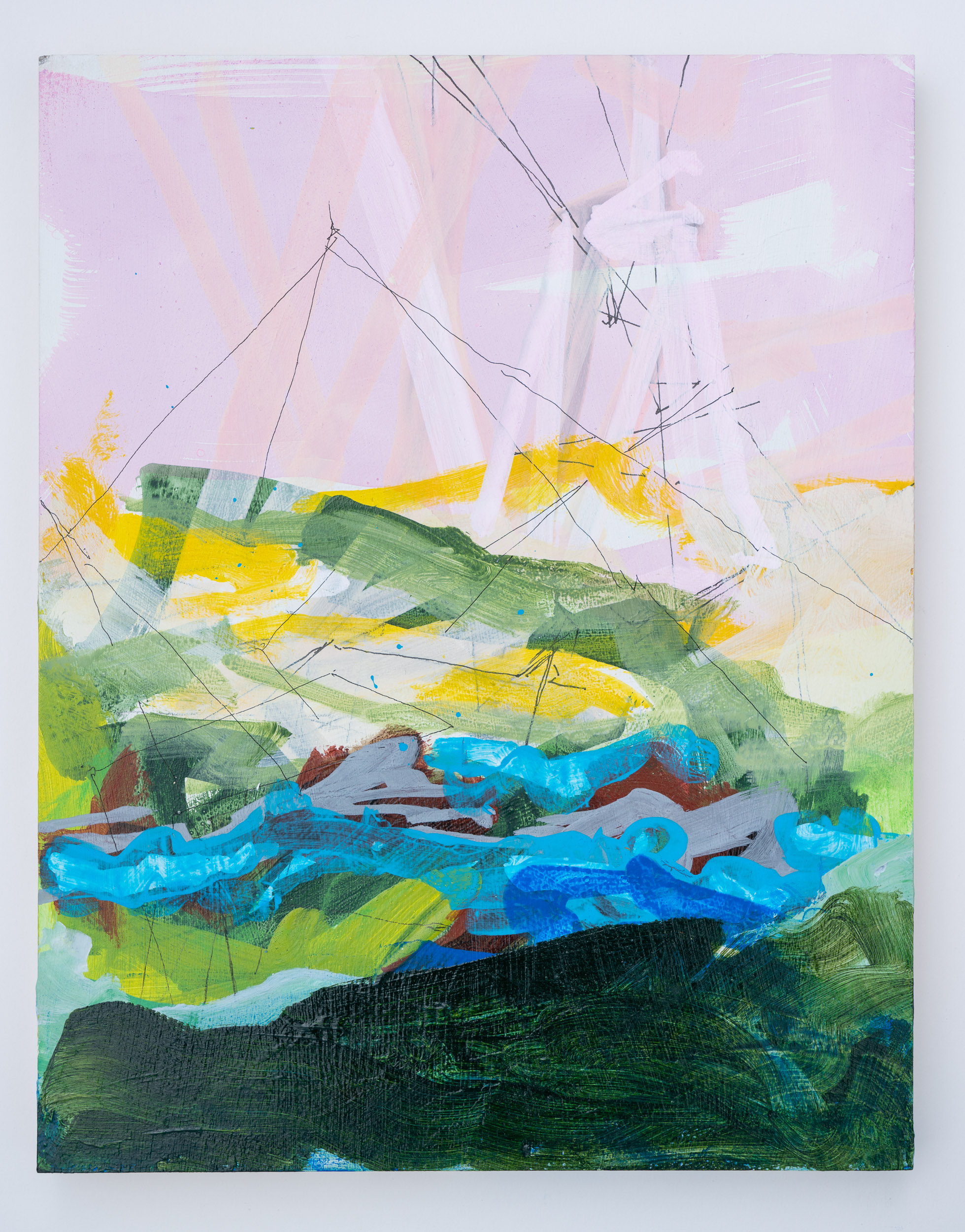 2019, acrylic, watercolor and ink on panel, 14 x 11 inches