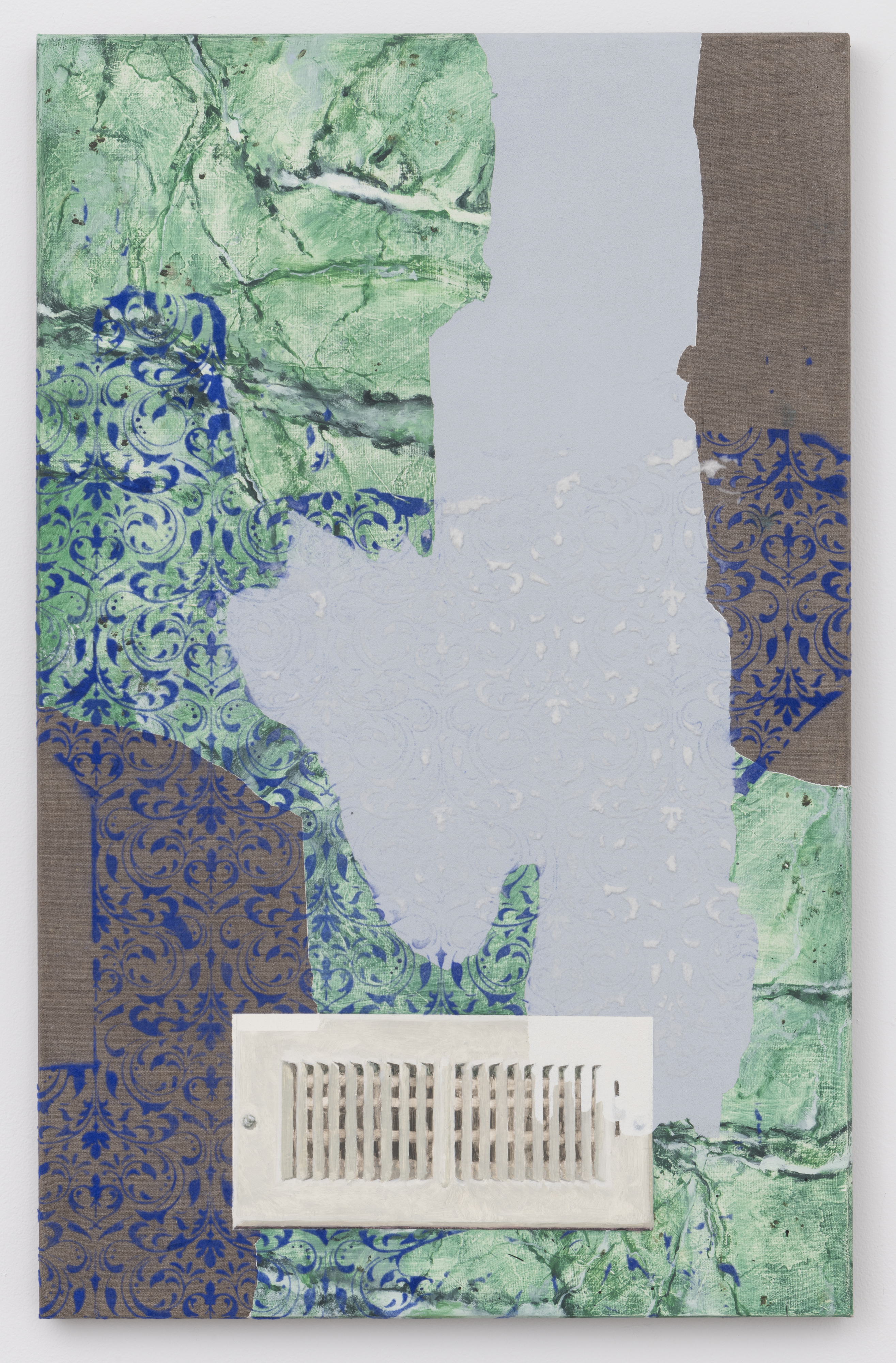 Emerald, 2020, oil and flock on linen, 30 x 19 in