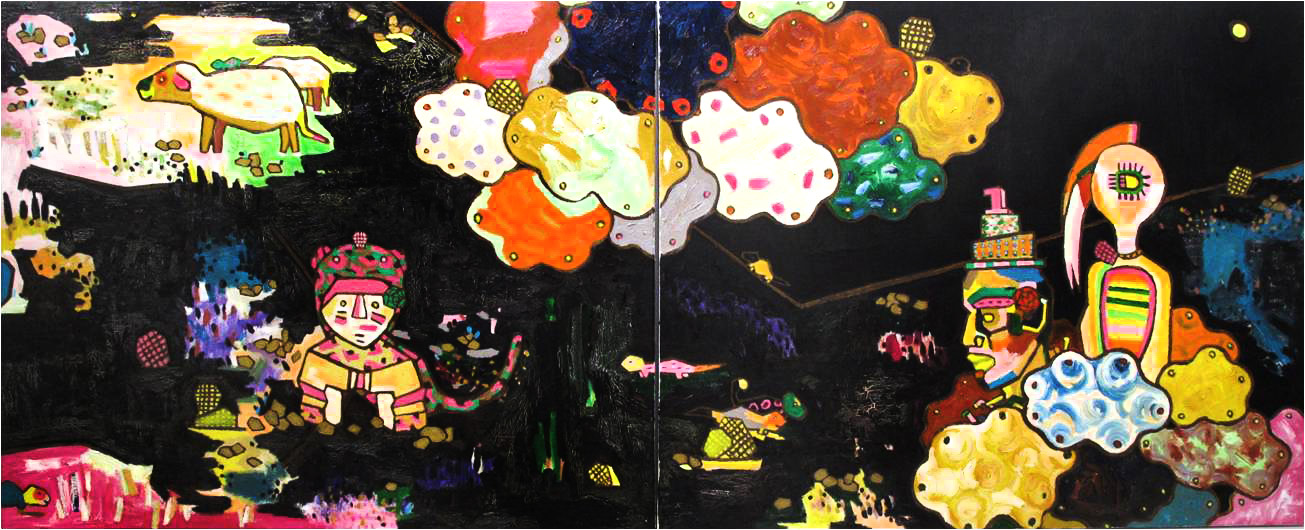 8月的冒險日-夜晚 (2P)Adventure in August - nighttimeOil.canvas, Cm160x65, 2013