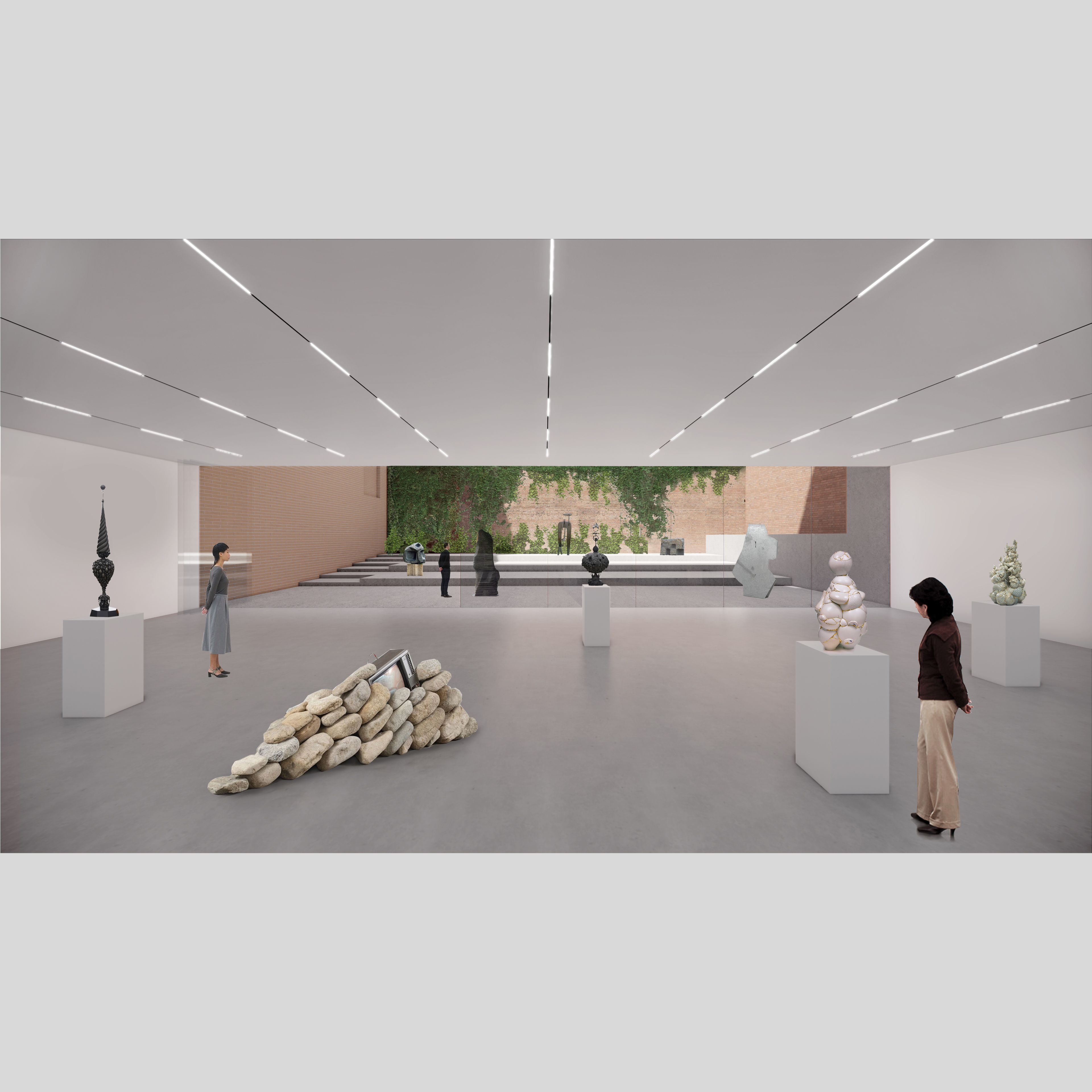 M A A / Ongoing design for a new art institution for a significant collection, engaging 18,000 sf historical structure in Manhattan, NYC. The project is comprised of interconnected permanent and temporary galleries assembled around a series of outdoor spaces for public programming, and administrative, research, conservation, educational spaces for the new institution. 