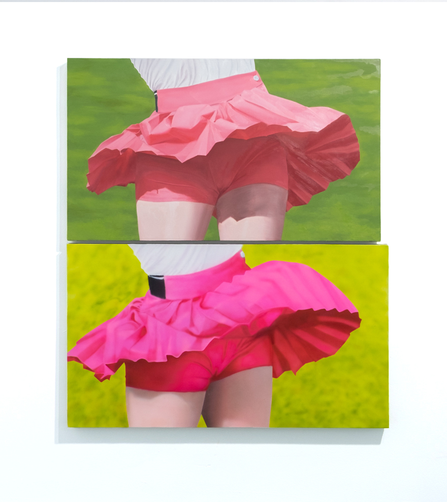 Two Point Turn, in collaboration with Rachael Bos, acrylic and oil on linen, ~40x35in, 2023