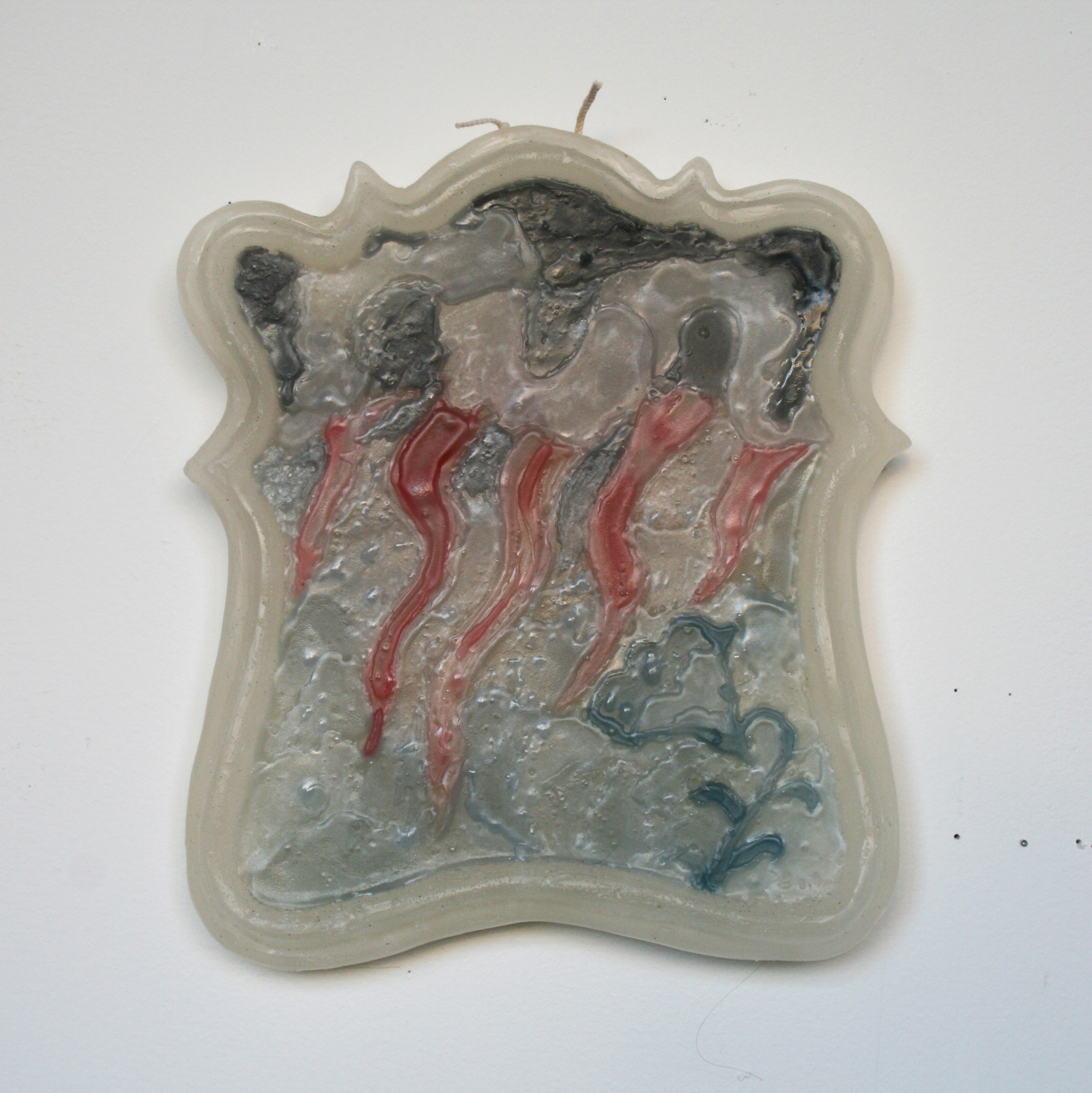 Heatwave, 2018, Paraffin wax, wick, and hardware, 9" x 12" x 2"