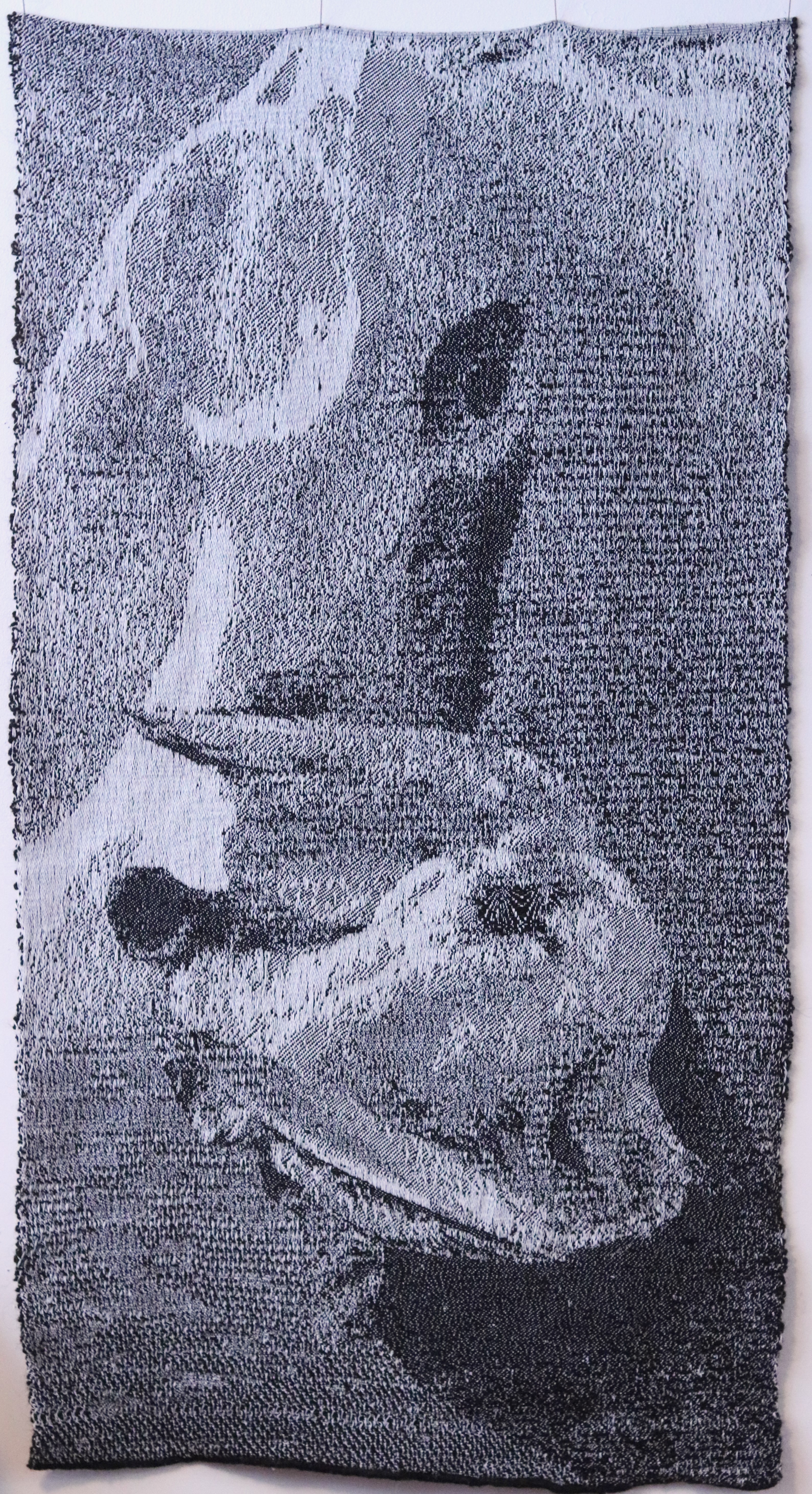 Gull on Black Sand, jacquard woven, wool and cotton, 28" by 51"