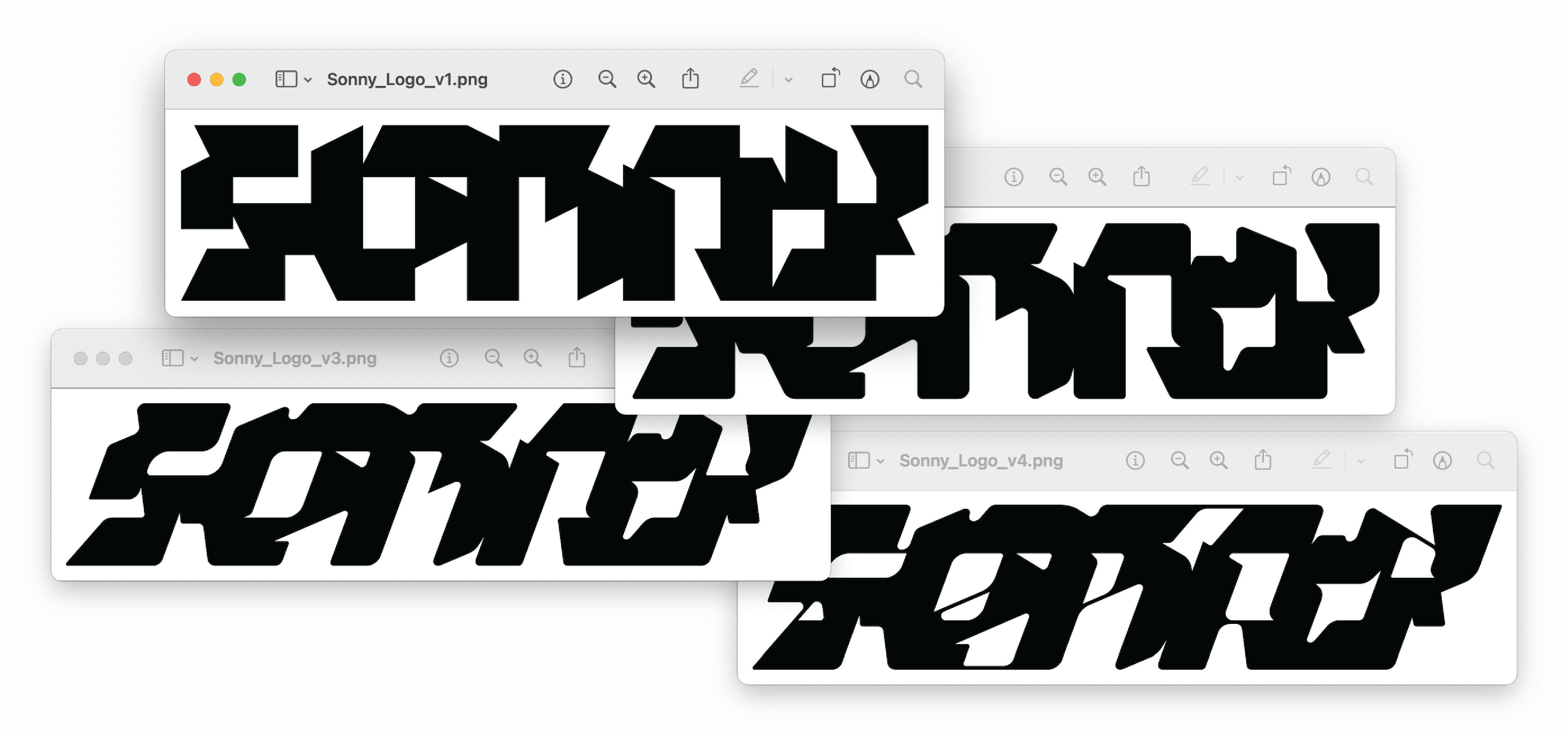 Wordmark progression.