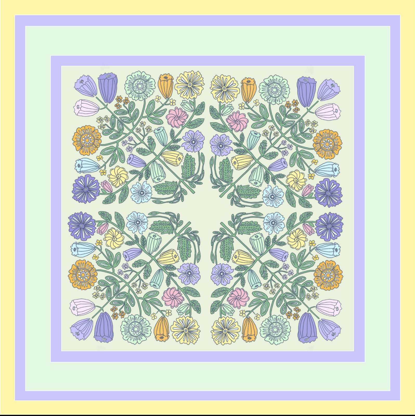 Pañuelo de seda botánico cítrico