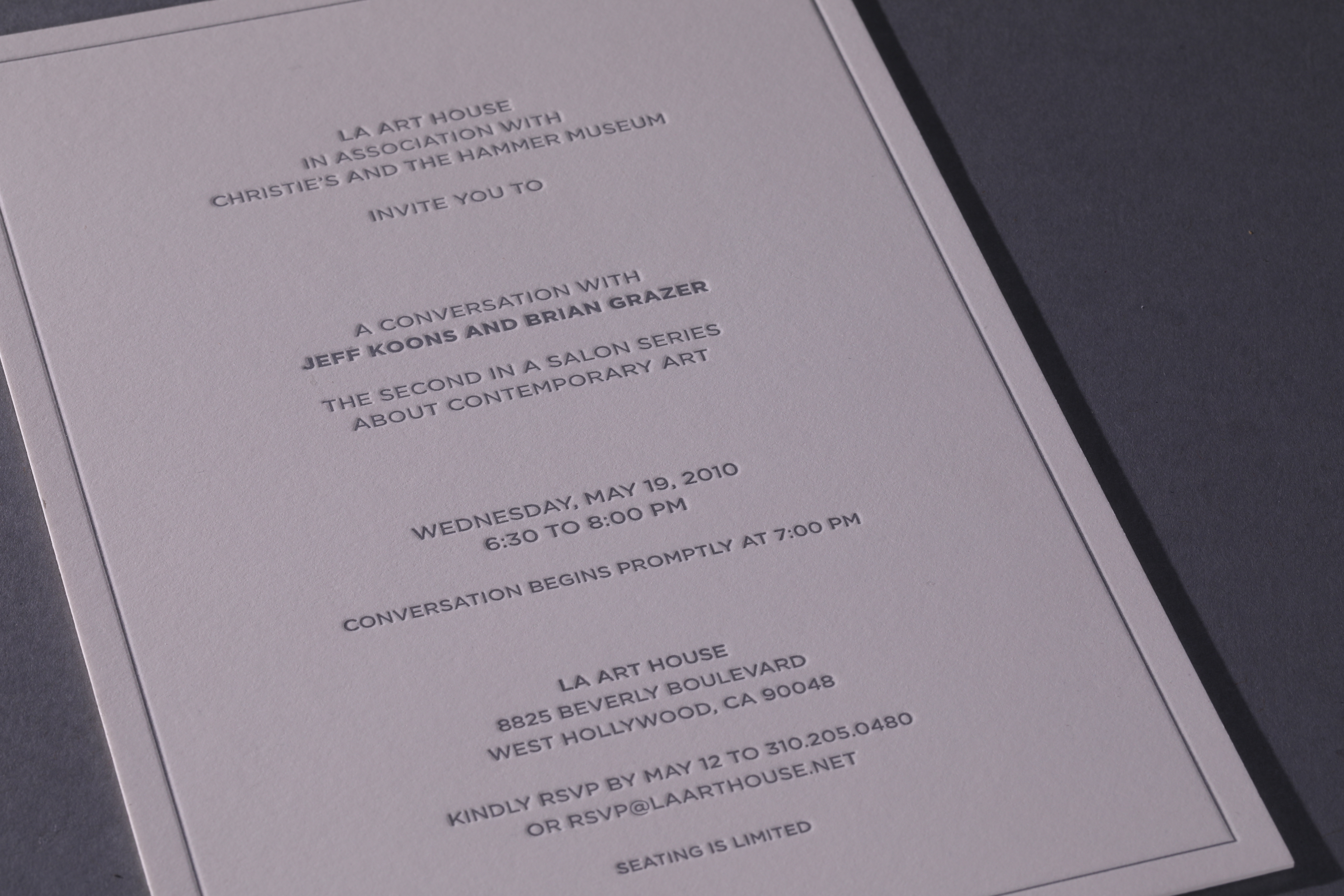 LETTERPRESSL.A. Art House invitation