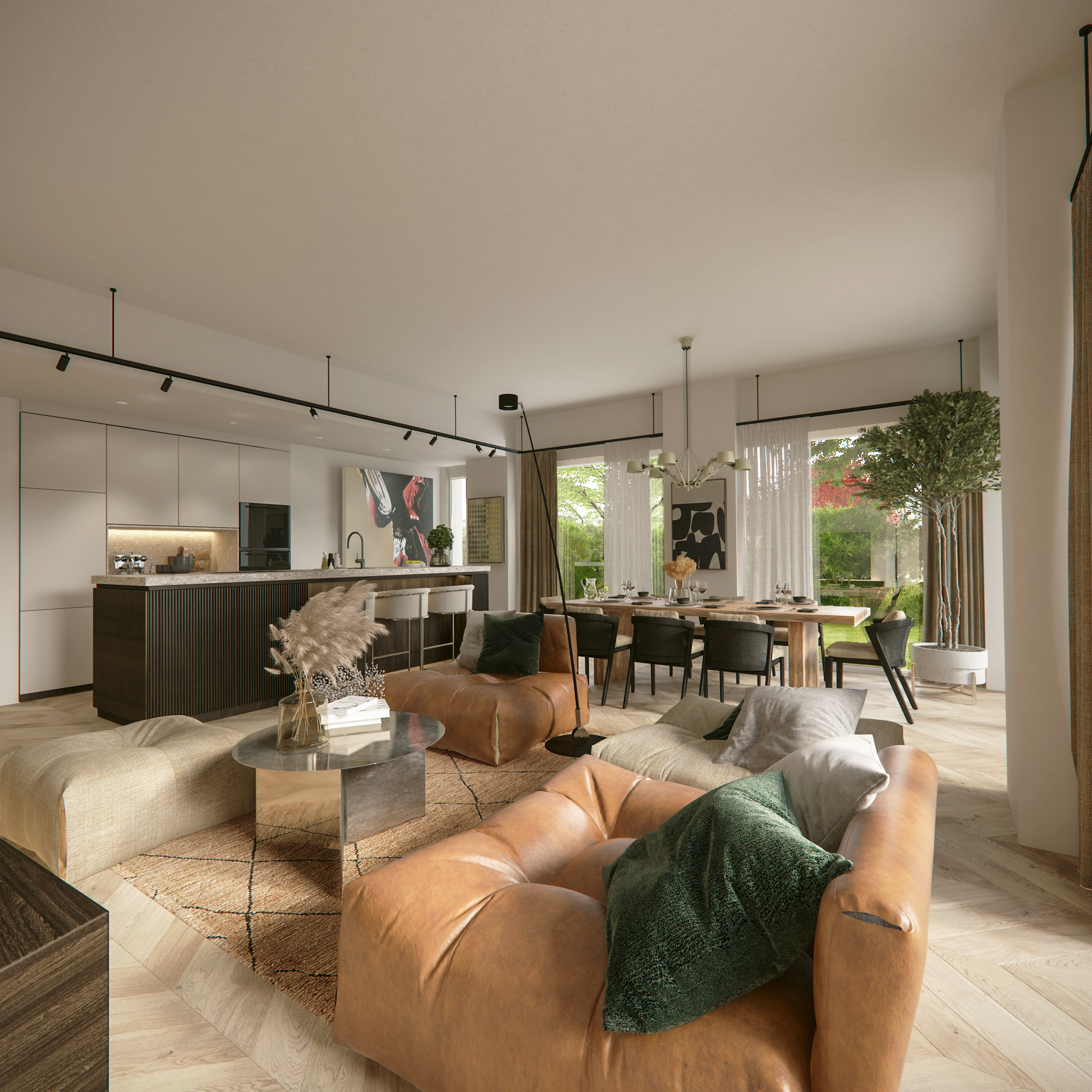 Rendering EG Wohnraum/Küche