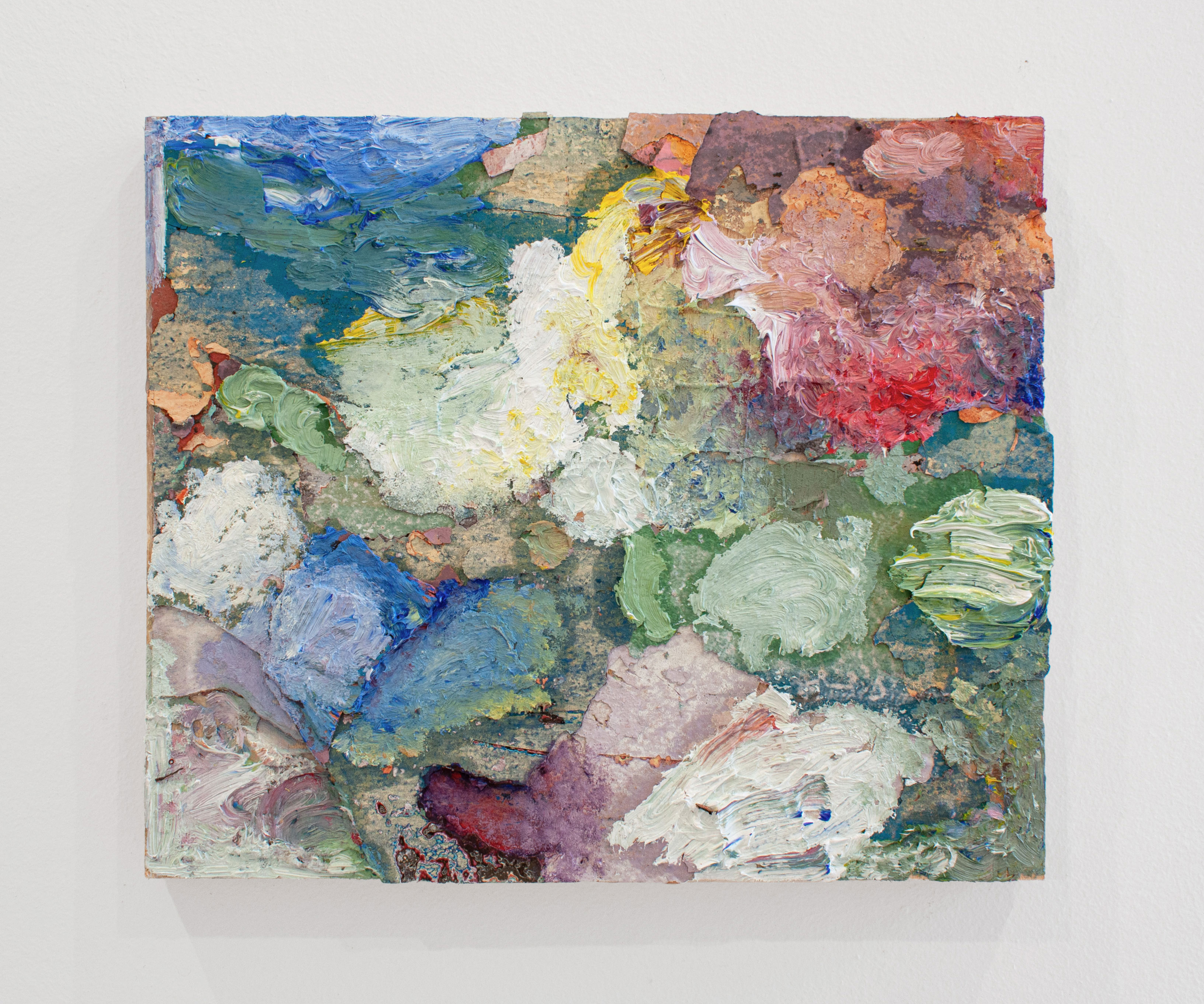 Early summer folly, 2021  Oil, wall fragments, wood  25 x 32 x 3 cm