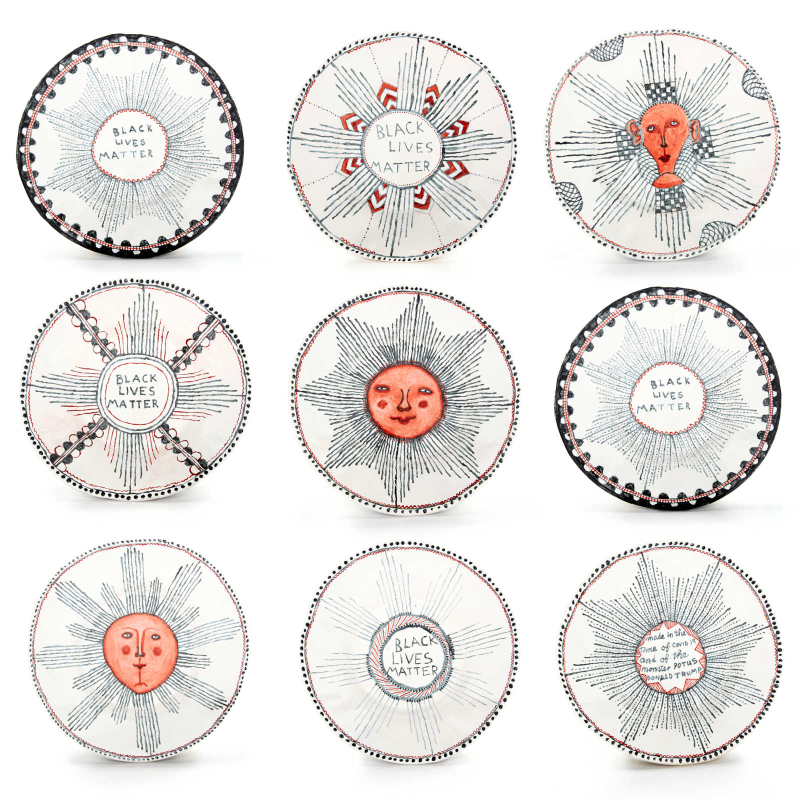 From Black lives matter, 24–30.7.2020Glazed ceramic stoneware5 x 26cm eachSet of 9