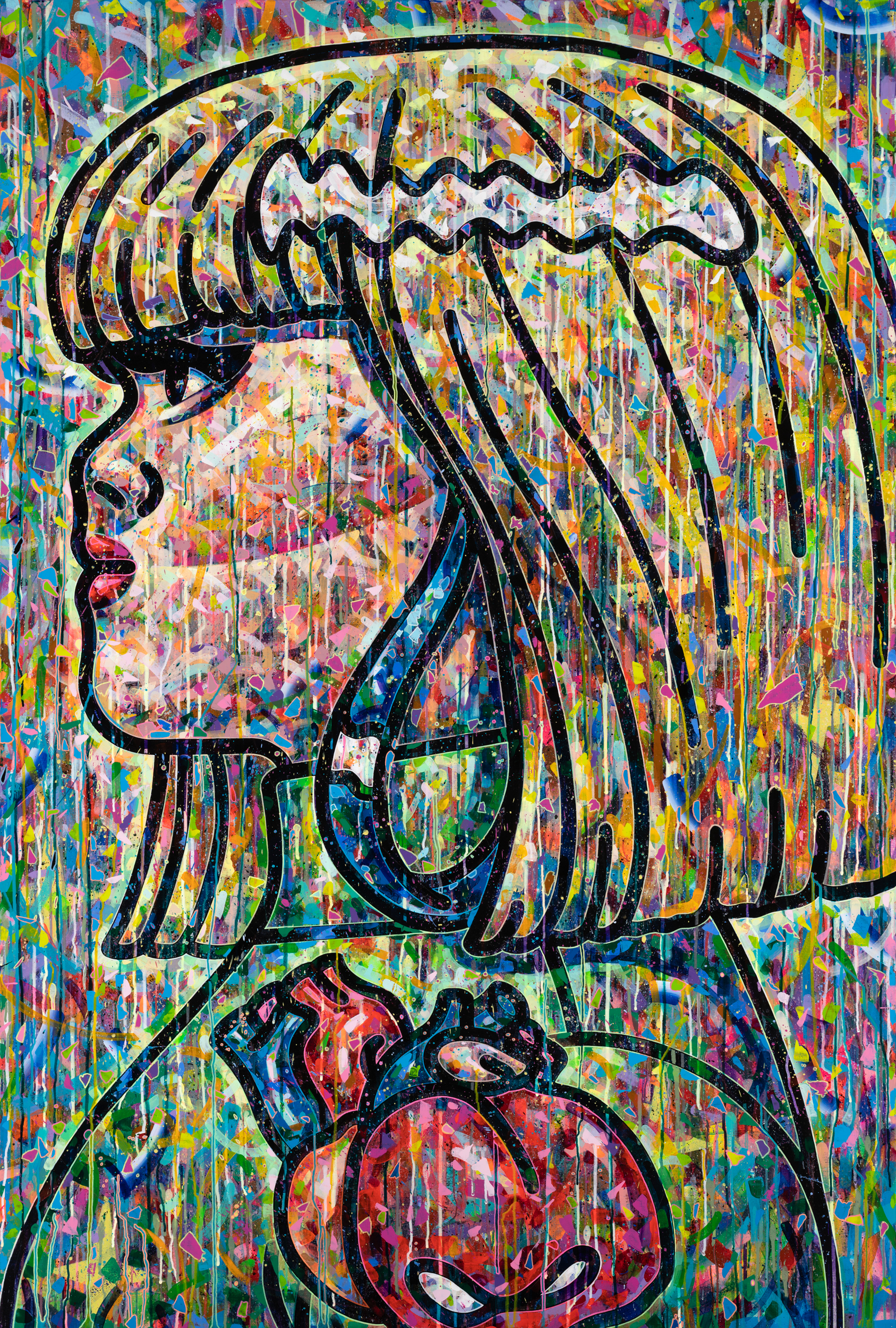 〈아네싸〉, 2020, 캔버스에 아크릴릭, 색연필, 스프레이 페인트, 194 x 130cmAnessa, 2020, acrylic, colored pencil on canvas, 194 x 130cm