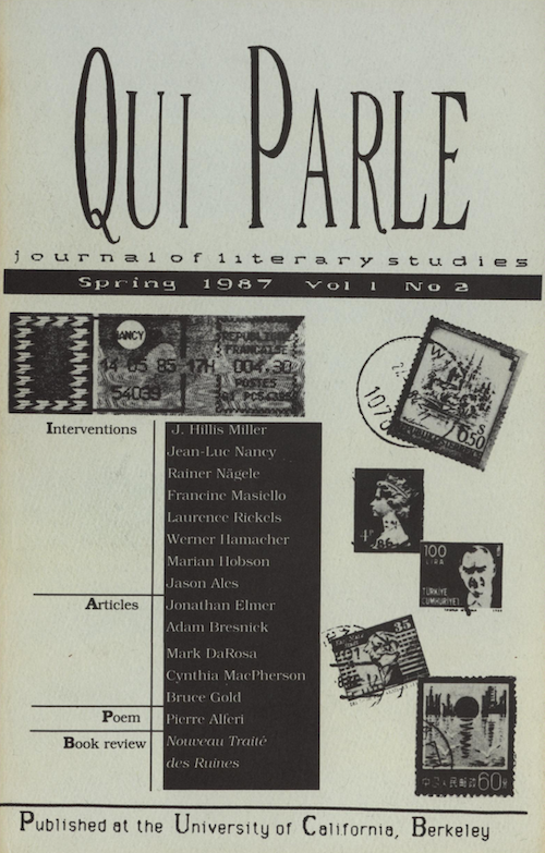 Qui Parle, Volume 1, Number 2, Spring 1987