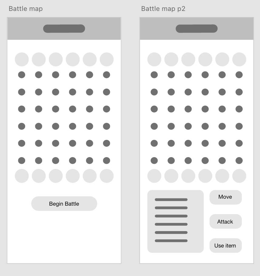 Battle Map wireframes