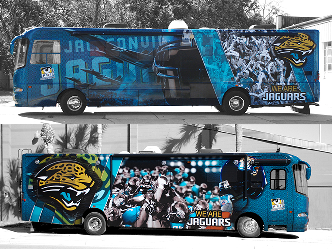 Jacksonville Jaguars Parade Bus by Oyo Sports and 3 Minifigures