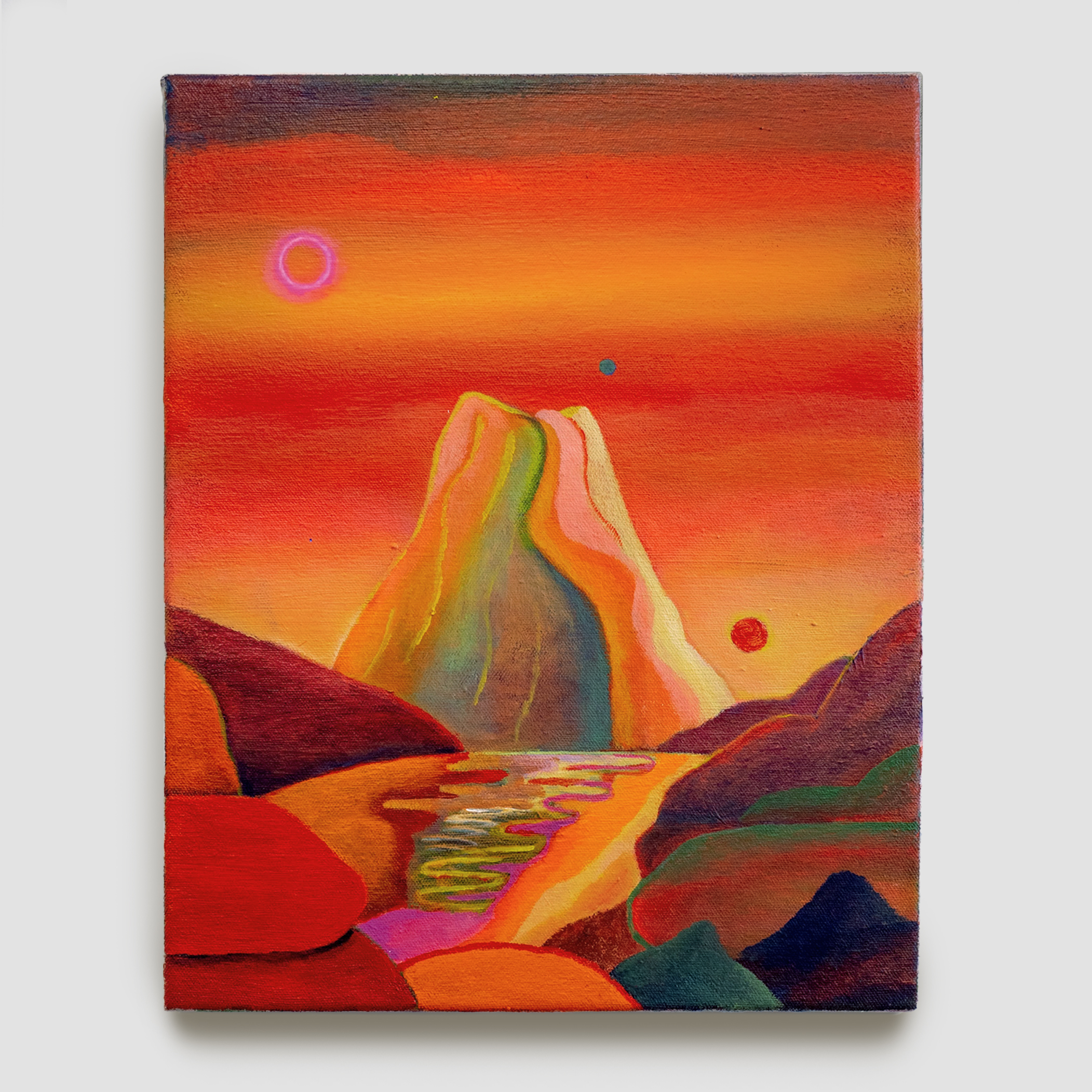 Pink Moon Eclipse, 2023, acrylic on canvas, 15 X 12 inches