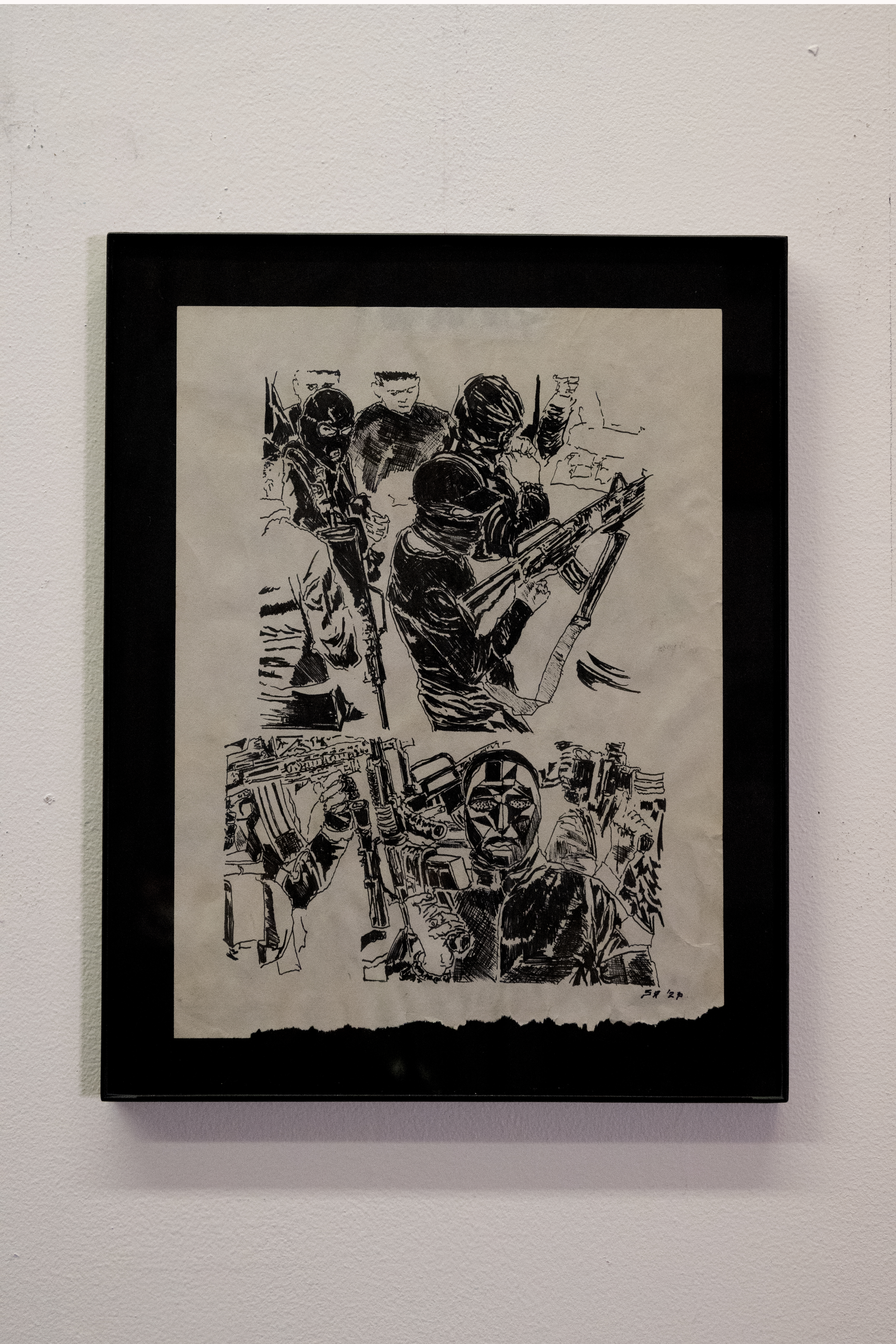 Lion’s Den of Nablus: Palestine, 2023, Pen on Newsprint, 12 x 9