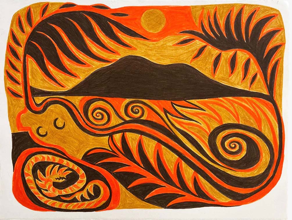 Don't Get Pulled In Again, 2023. Polychrome pencil on Arches paper. 11.5 x 15"