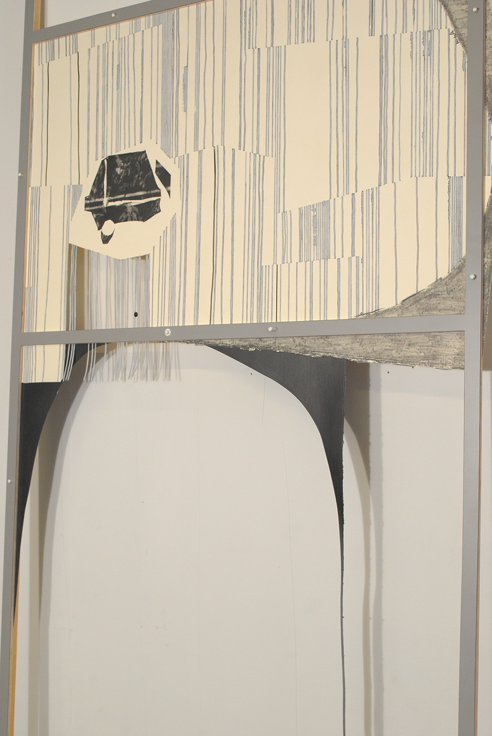 glyph / passive  Ink and graphite on paper. Formica, wood, acrylic paint.  2011 - 95 x 30 x 3