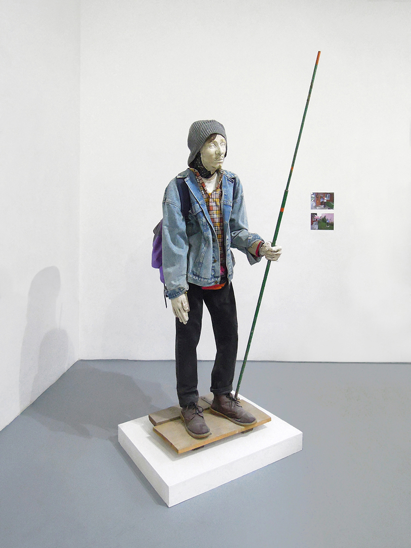 SELF-PORTRAITMixed media, 180х60х50 cm, 2013In 2013, the Center of Contemporary Art opened in Ivano-Frankivsk. The opening was accompanied by an exhibition titled "Presentation," consisting of works gifted to the Center. For this event, I created and gifted a self-portrait. In this way, with one gesture, I made a certain contribution to the development of contemporary art and symbolically remained connected to my hometown. The sculpture was created in the courtyard near the house where I grew up, using materials found there: the frame from an old fence, molds for facial and hand sculptures made from clay from the garden, plaster from my parents' construction, my own clothing, hair, accessories, and a television antenna holder.